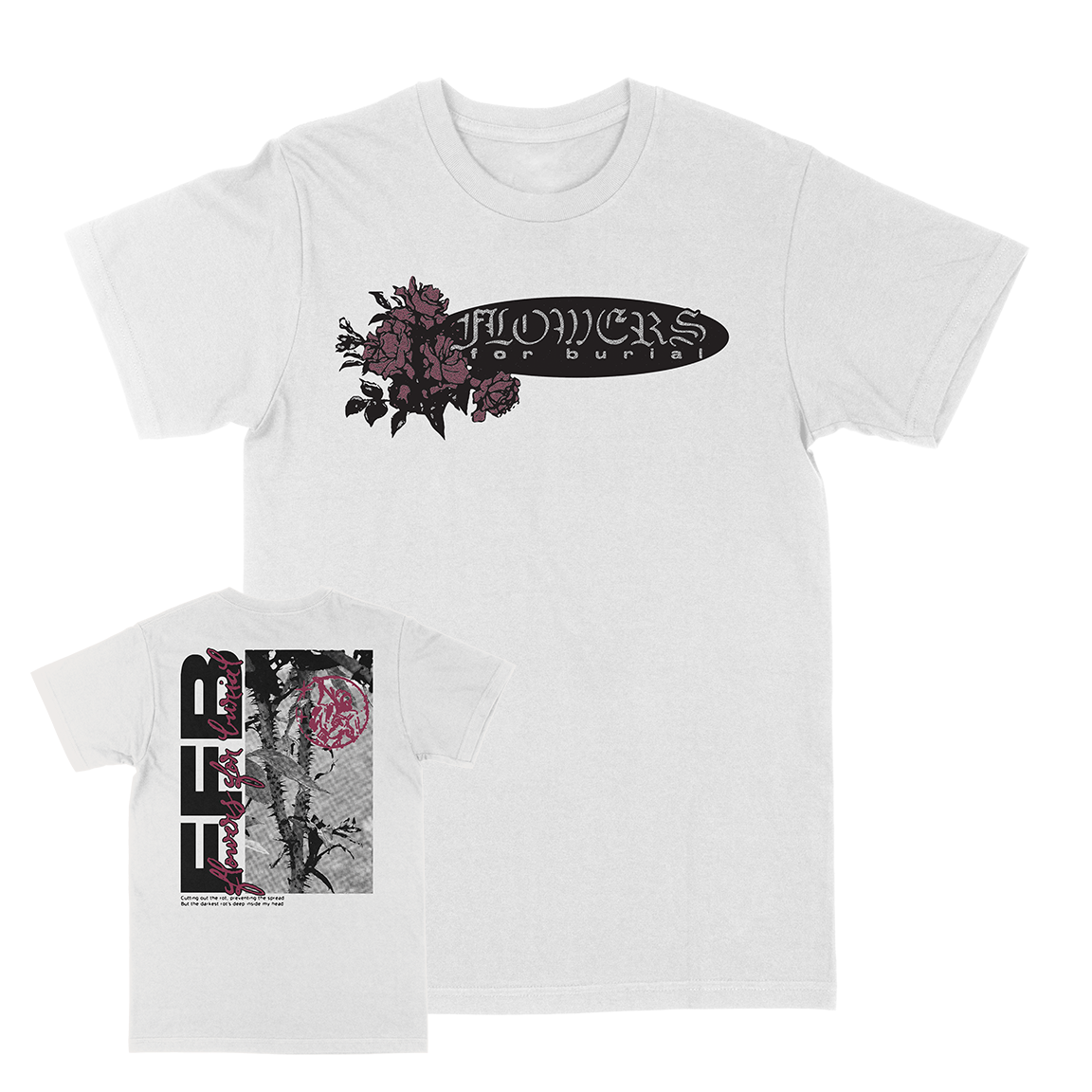 FLOWERS FOR BURIAL “Cassette Cover&quot; White T-Shirt