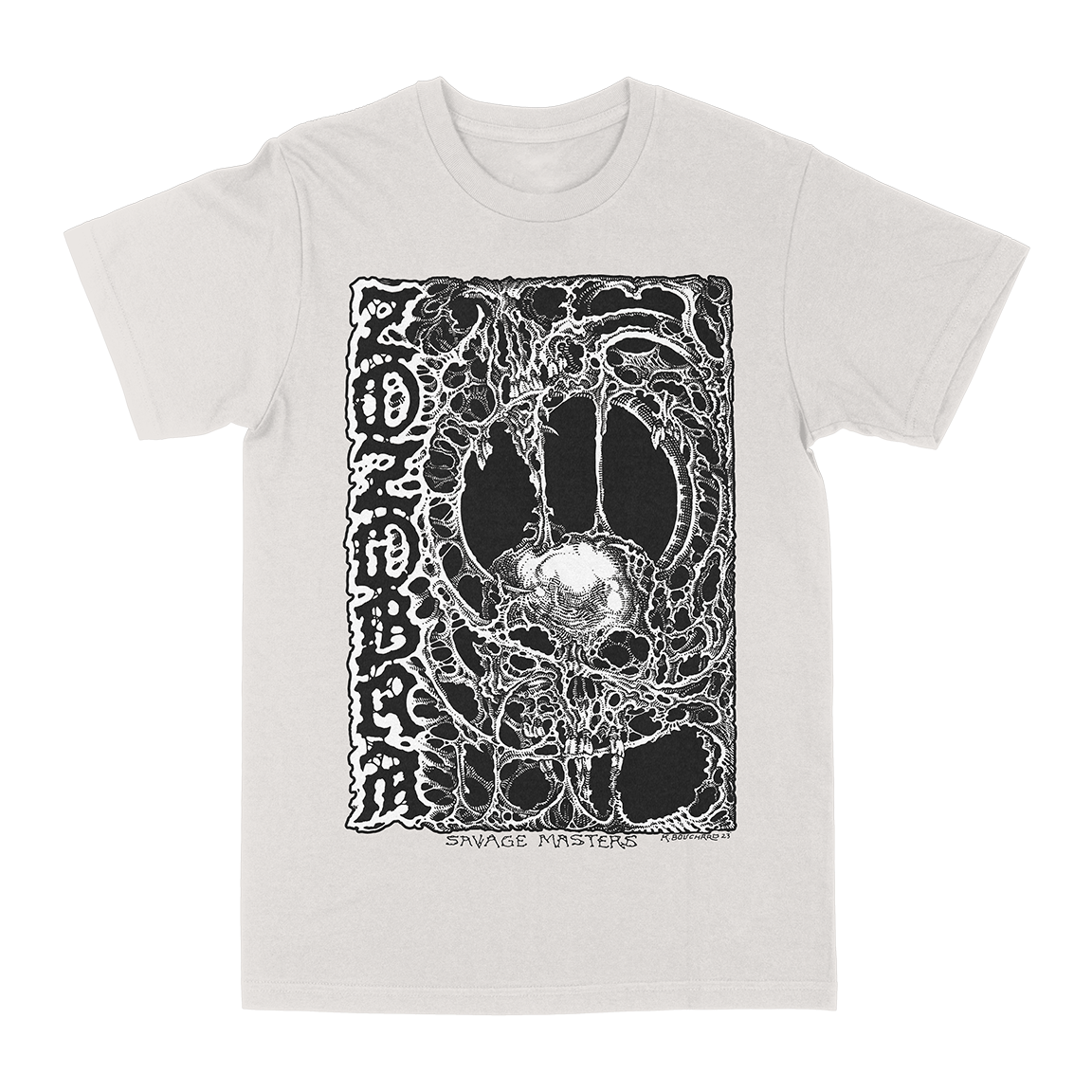 ZOZOBRA &quot;Savage Masters Skull&quot; Natural T-Shirt