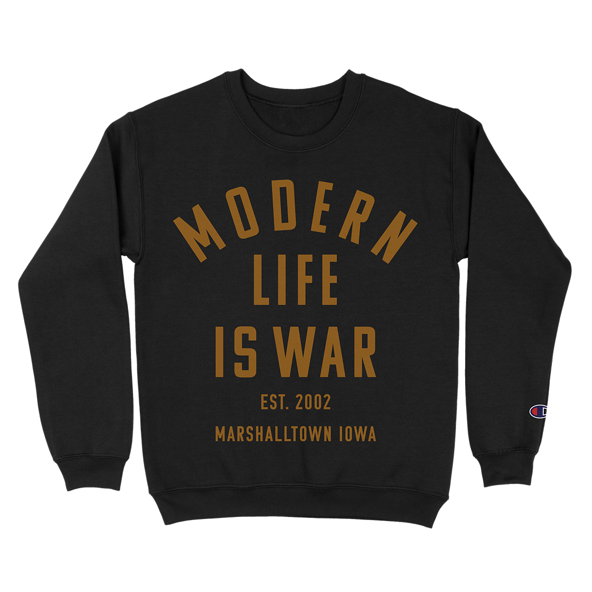 Modern Life Is War &quot;Marshalltown Iowa&quot; Black Reverse Weave Crewneck