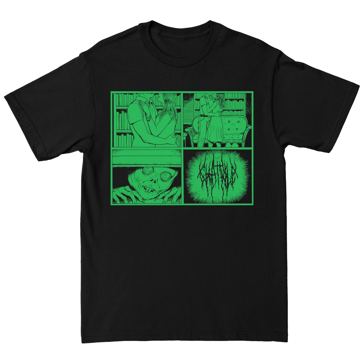 CHAT PILE &quot;Green Rat Boy&quot; Black T-Shirt