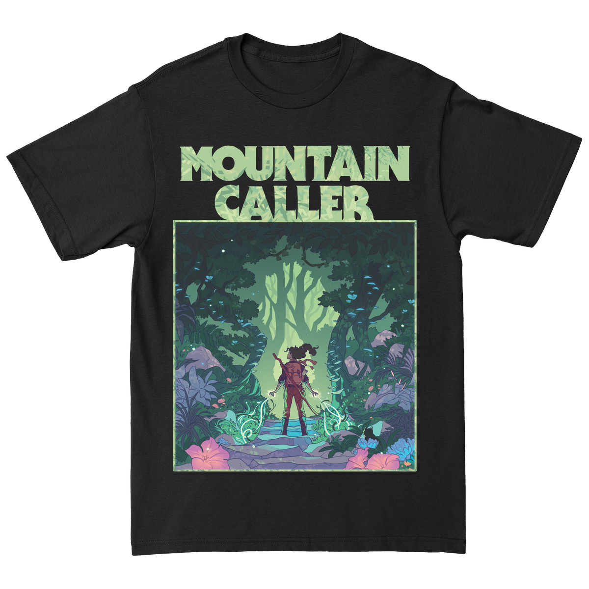 Mountain Caller “Green Leaves” Black T-Shirt