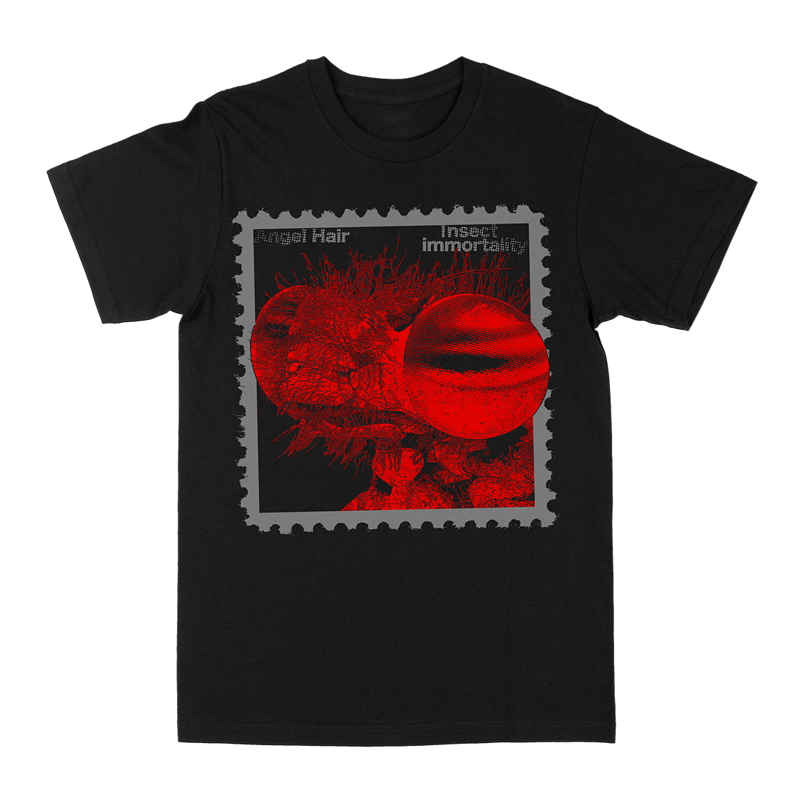 Angel Hair &quot;Insect Immortality: Red” Black T-Shirt