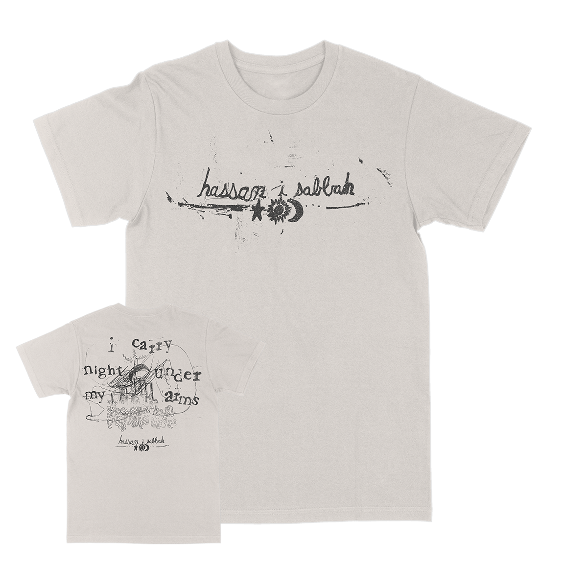 Hassan I Sabbah &quot;I Carry Night Under My Arms&quot; Vintage White T-Shirt