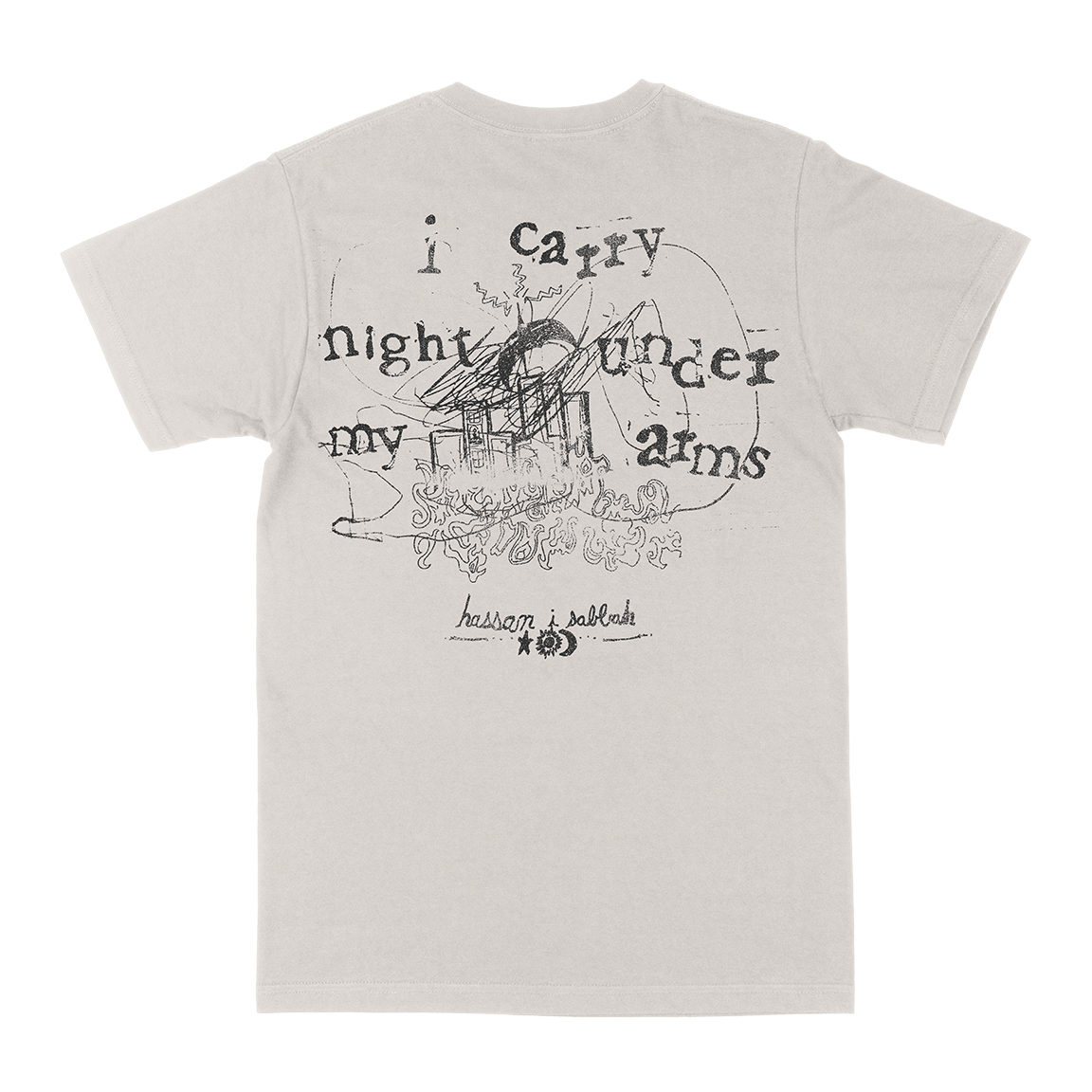 Hassan I Sabbah &quot;I Carry Night Under My Arms&quot; Vintage White T-Shirt