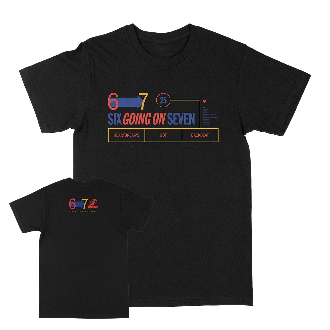Six Going On Seven &quot;Heartbreak&#39;s Got Backbeat&quot; Black T-Shirt