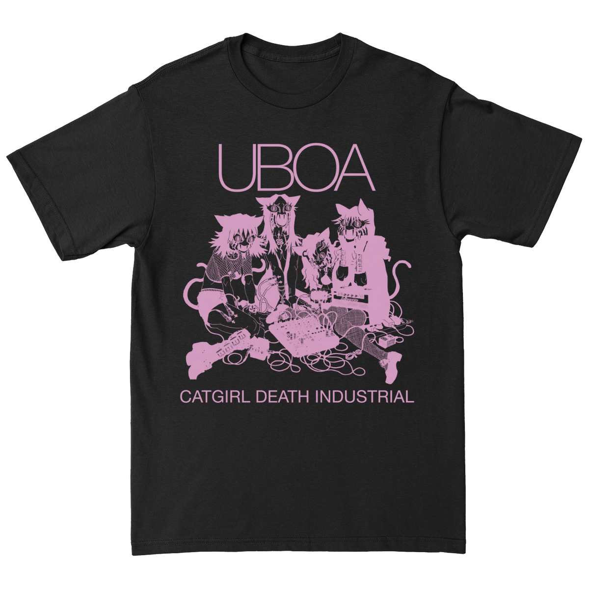 UBOA &quot;Pink Cat Girl&quot; Black T-Shirt