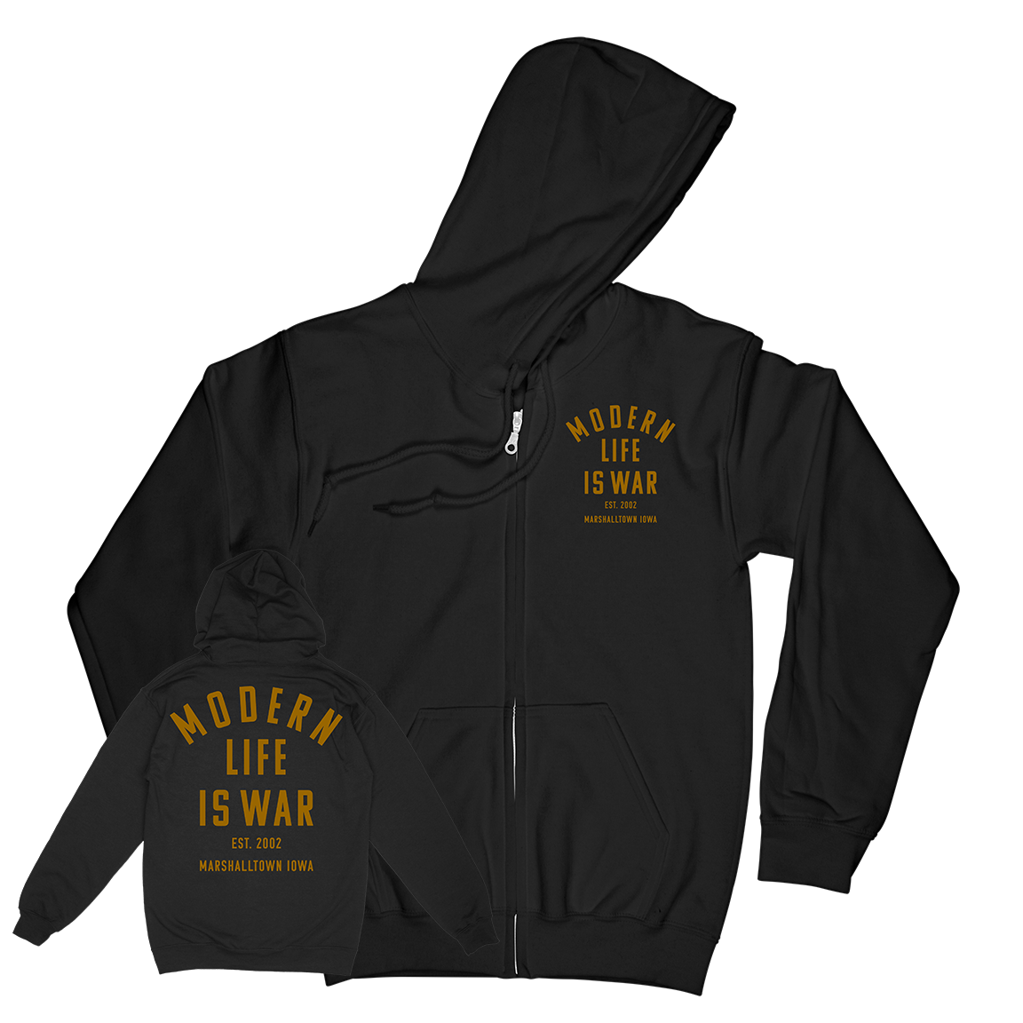 Modern Life Is War &quot;Marshalltown Iowa&quot; Black Zip Up Sweatshirt