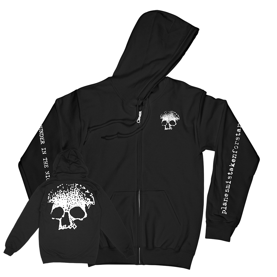 PLANES MISTAKEN FOR STARS &quot;Skull&quot; Black Zip-Up Hoodie (Leftover)