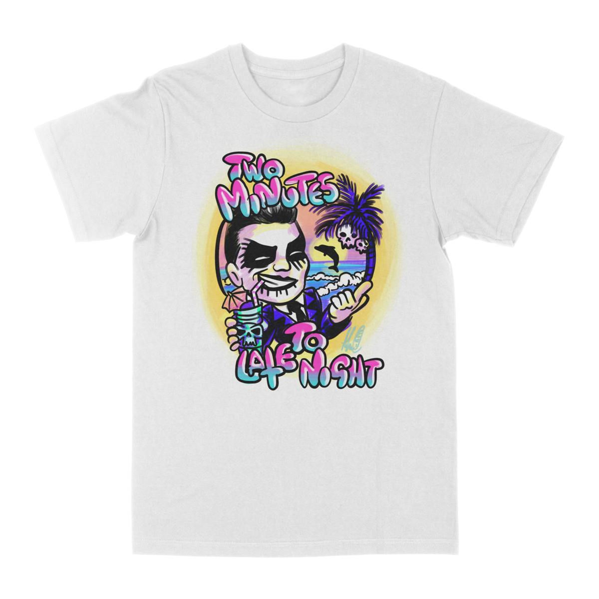 TWO MINUTES TO LATE NIGHT &quot;Air Brush&quot; White T-Shirt