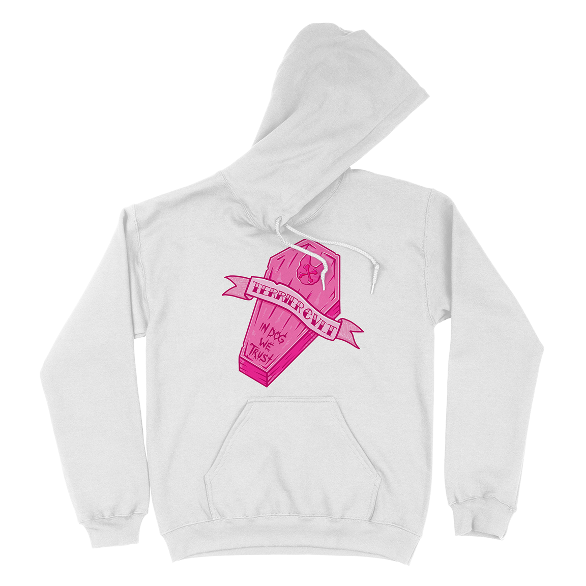 TERRIER CVLT "In Dog We Trust" White Hooded Sweatshirt