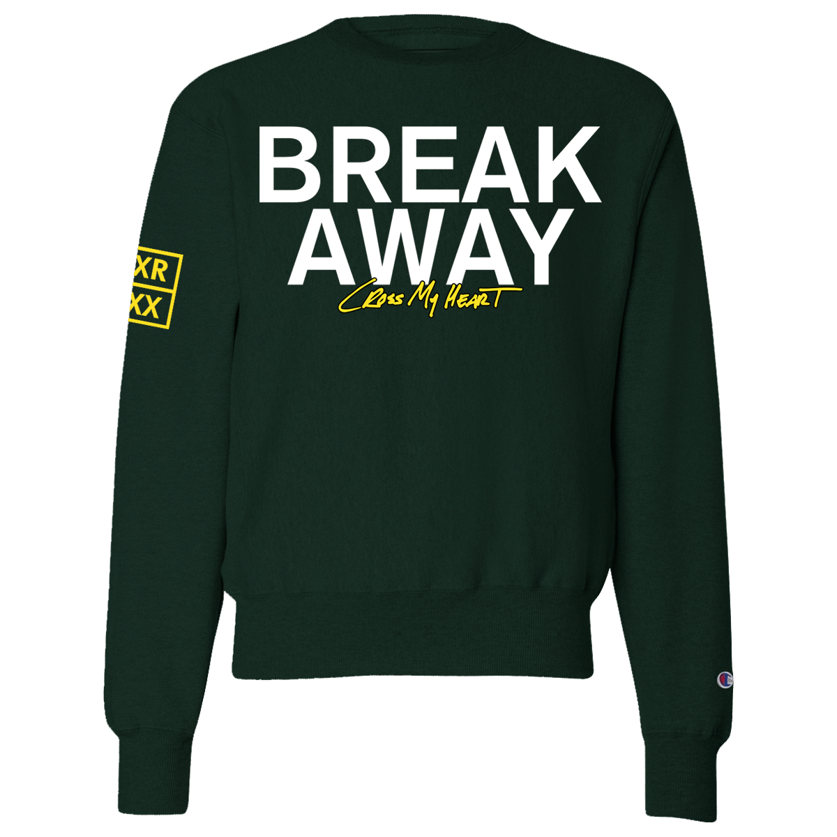 BREAK AWAY &quot;Cross My Heart&quot; Green Crewneck