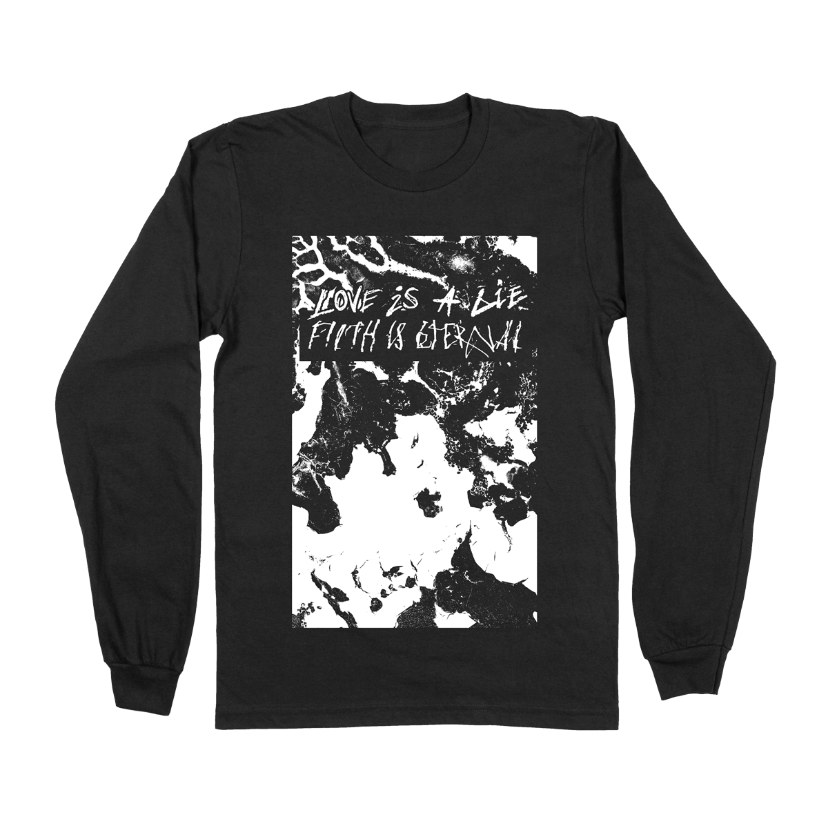 FILTH IS ETERNAL &quot;Love Is A Lie&quot; Black Crewneck