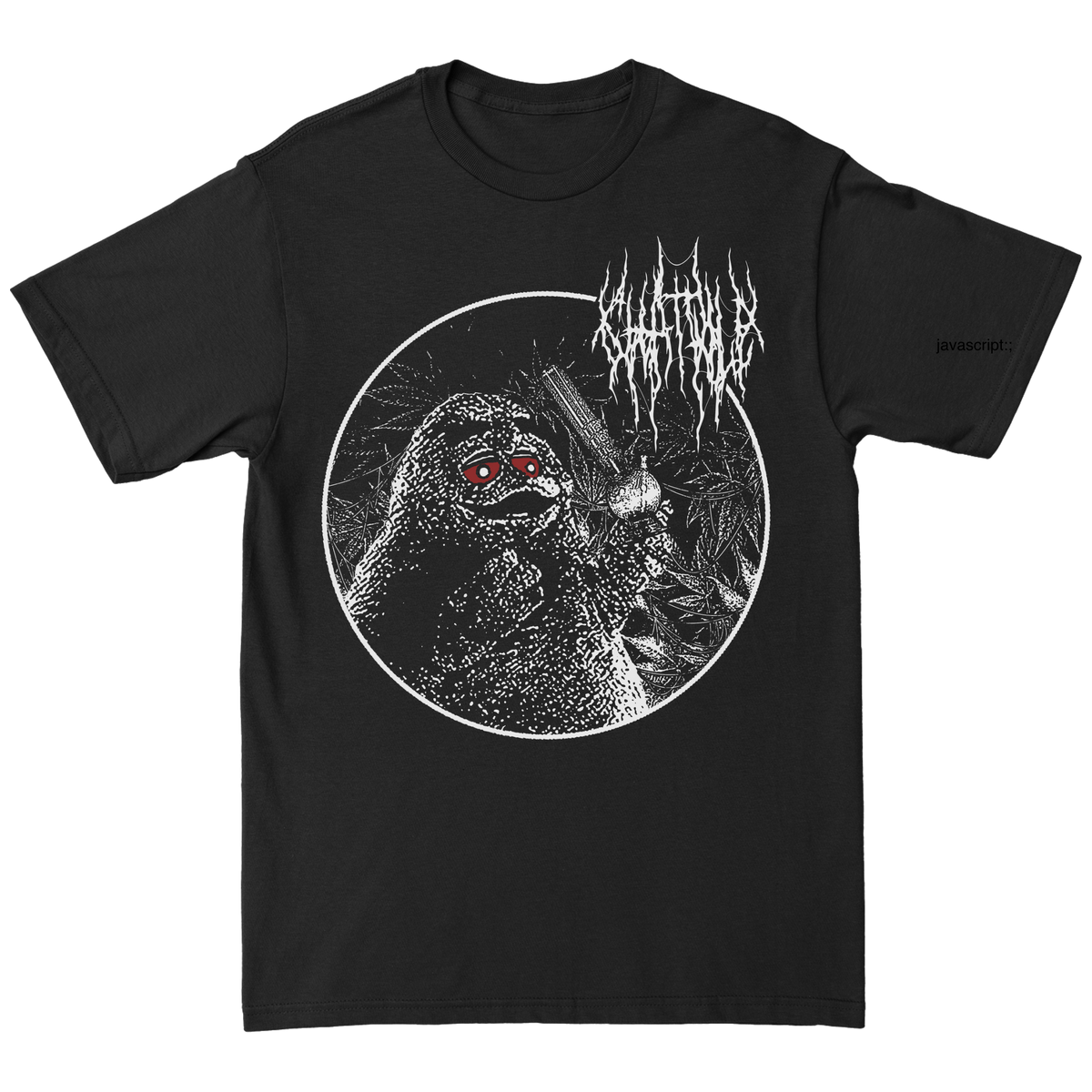 CHAT PILE &quot;Grim Guy Smoking Weed&quot; Black T-Shirt