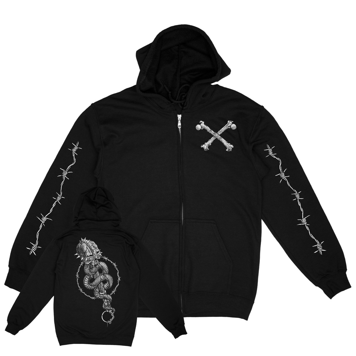 DYLAN GARRETT SMITH &quot;Mace&quot; Black Zip-Up Hoodie