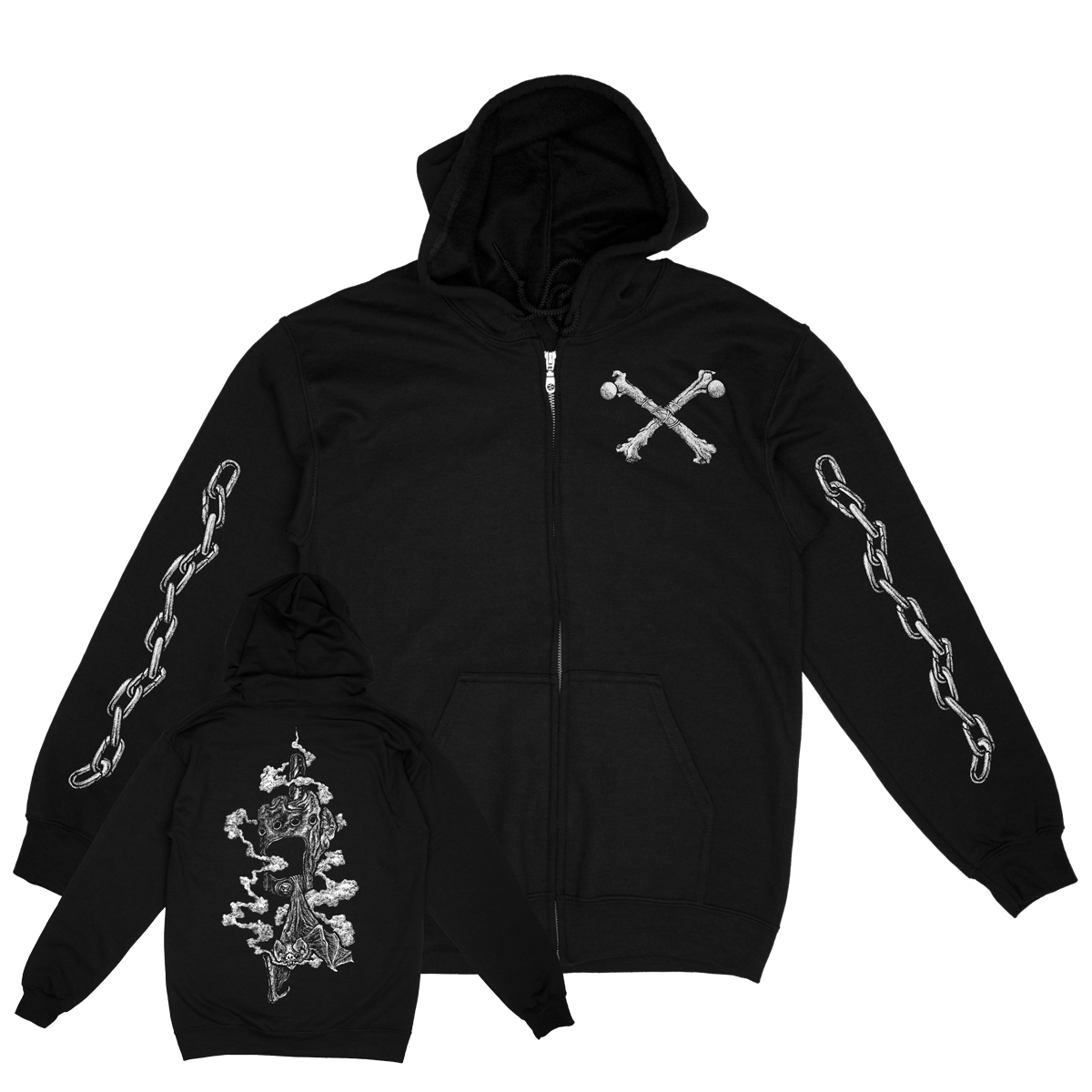 DYLAN GARRETT SMITH &quot;Finger and Fang&quot; Black Zip-Up Hoodie