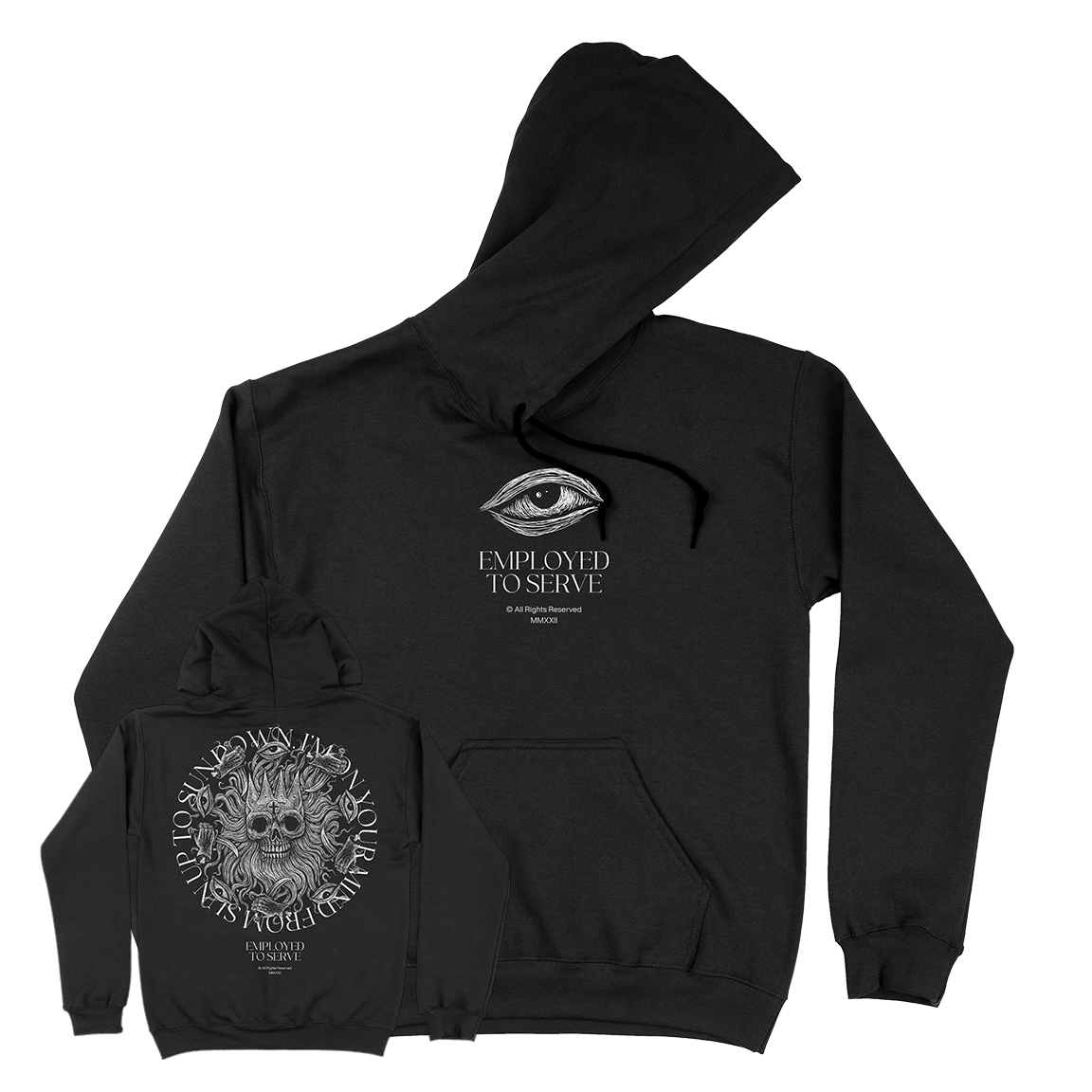 EMPLOYED TO SERVE &quot;Sun Up&quot; Black Hooded Sweatshirt