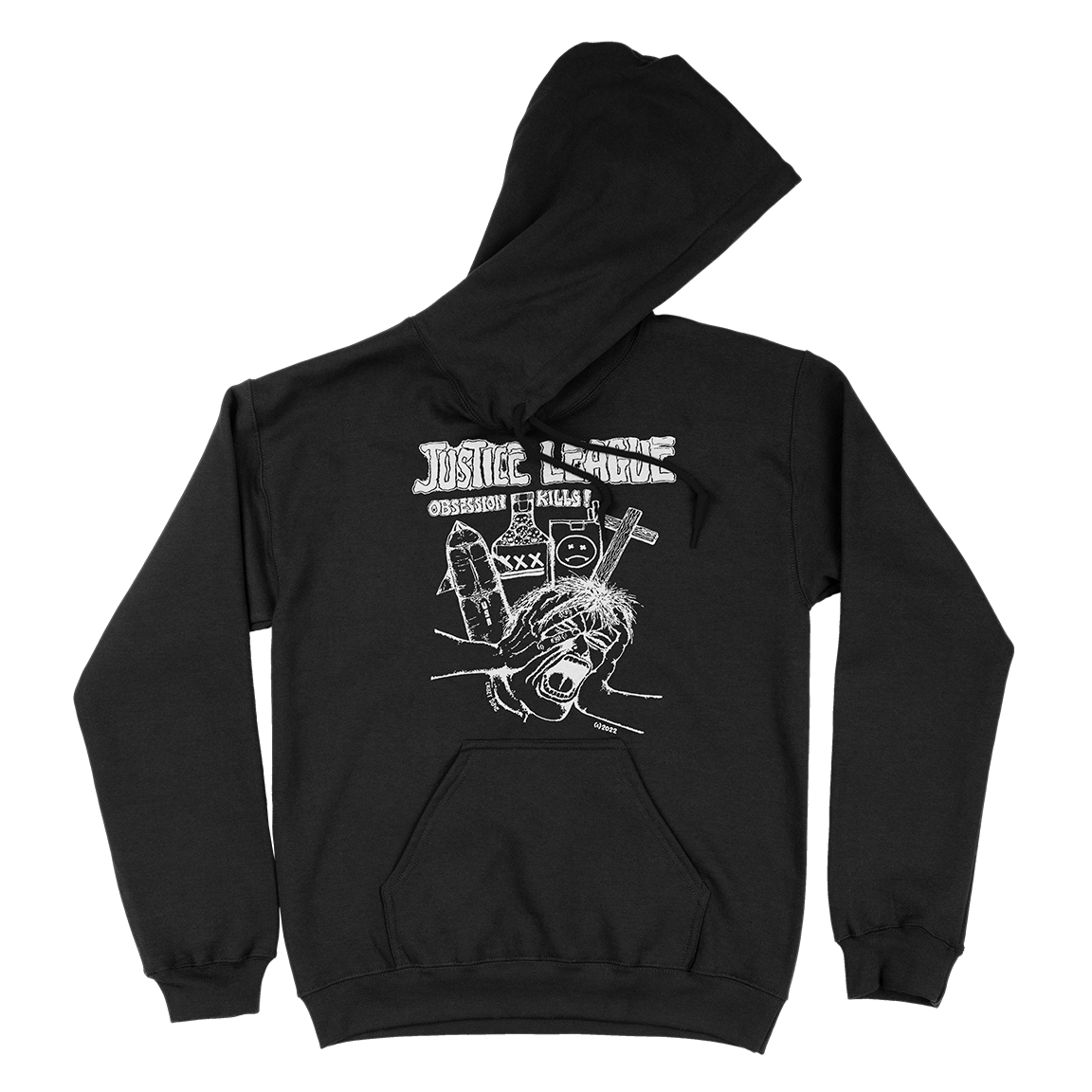 JUSTICE LEAGUE &quot;Obsession Kills&quot; Black Hooded Sweatshirt
