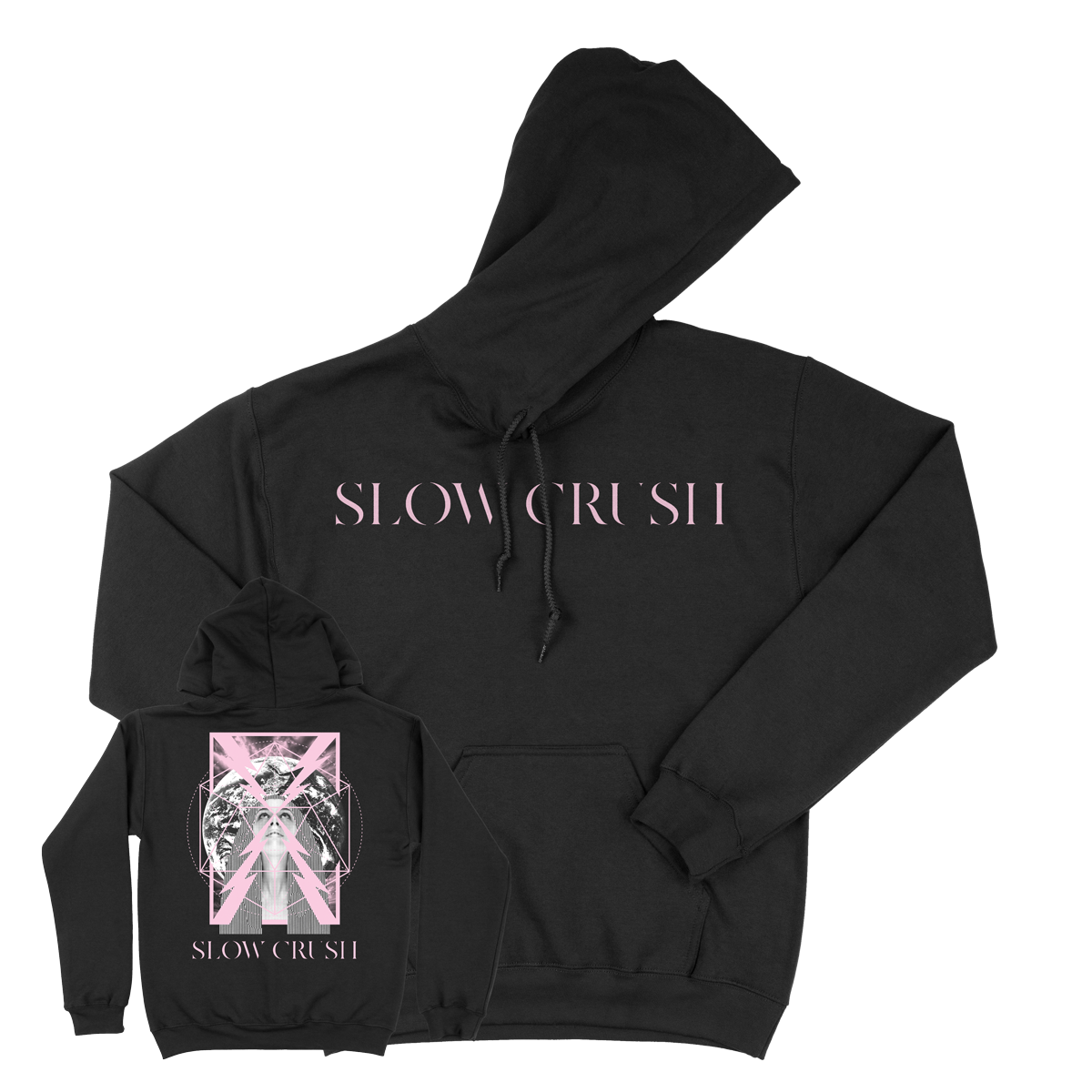 SLOW CRUSH &quot;Earth&quot; Black Hooded Sweatshirt