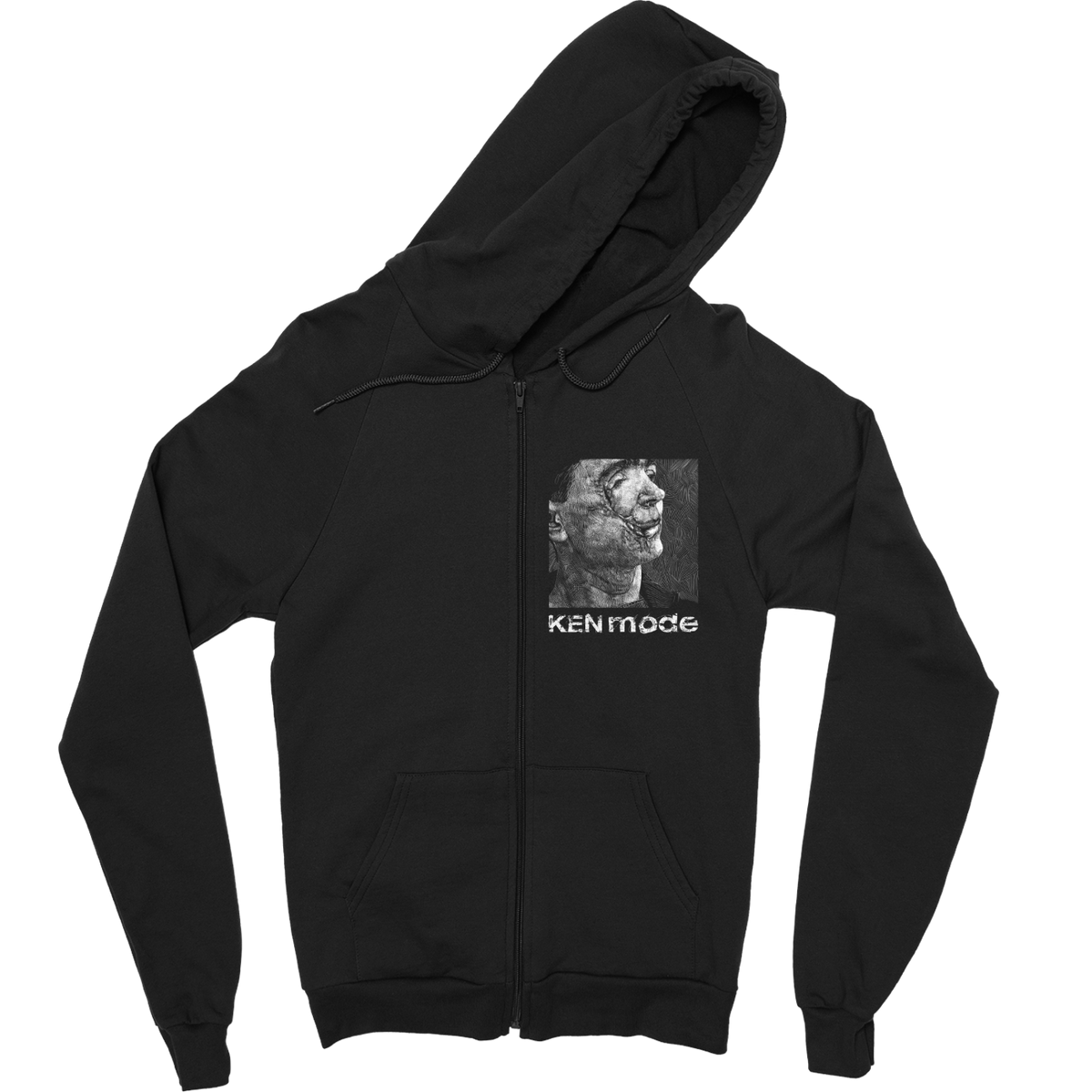 KEN MODE &quot;Cut-Up&quot; Black Zip-Up Hoodie