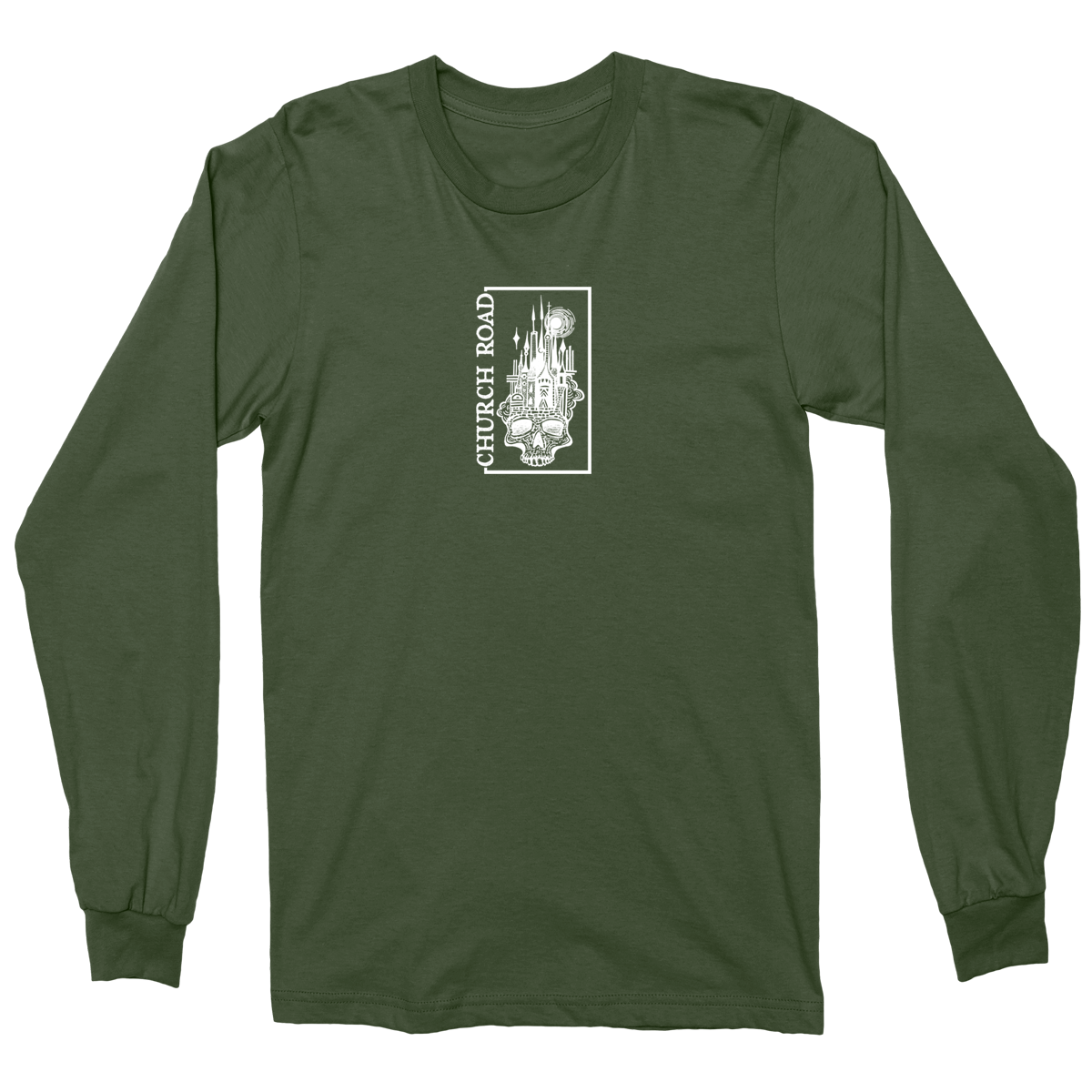 CHURCH ROAD &quot;Skull Logo&quot; Forest Green Longsleeve
