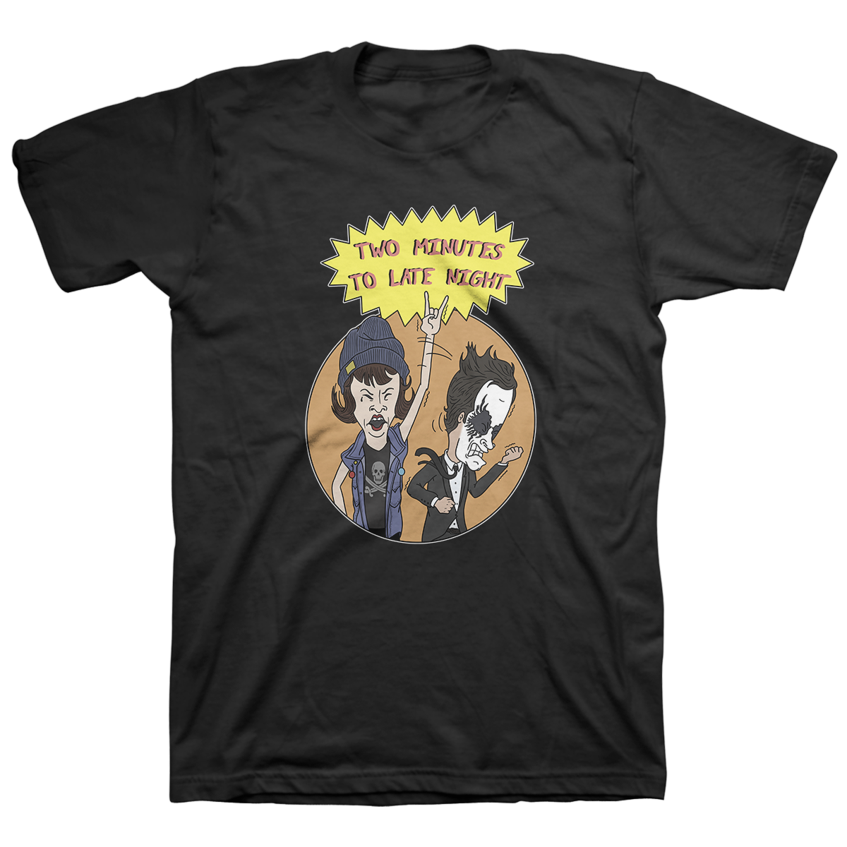 TWO MINUTES TO LATE NIGHT &quot;Gweavis And Mutthead&quot; Black T-Shirt