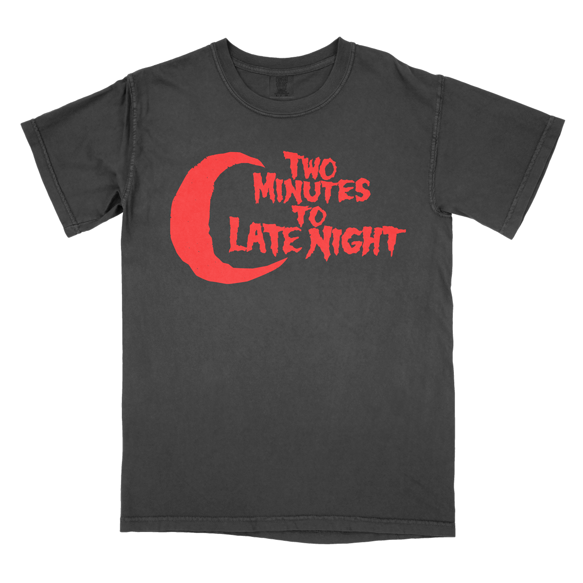 Two Minutes To Late Night &quot;Logo: Red&quot; Premium Black T-Shirt