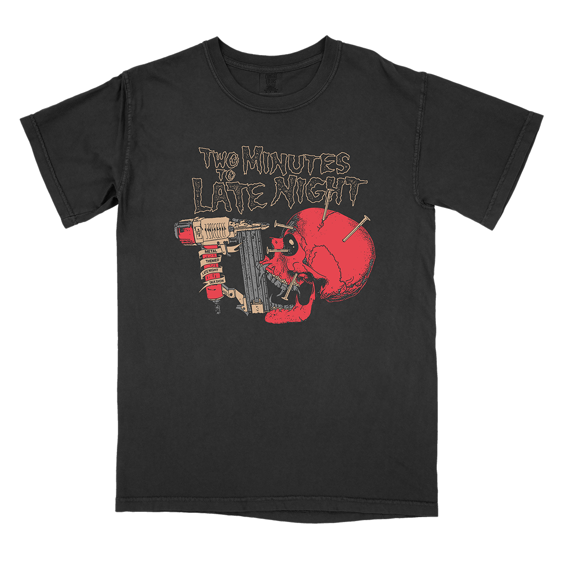 Two Minutes To Late Night &quot;Pushead Skull&quot; Premium Black T-Shirt