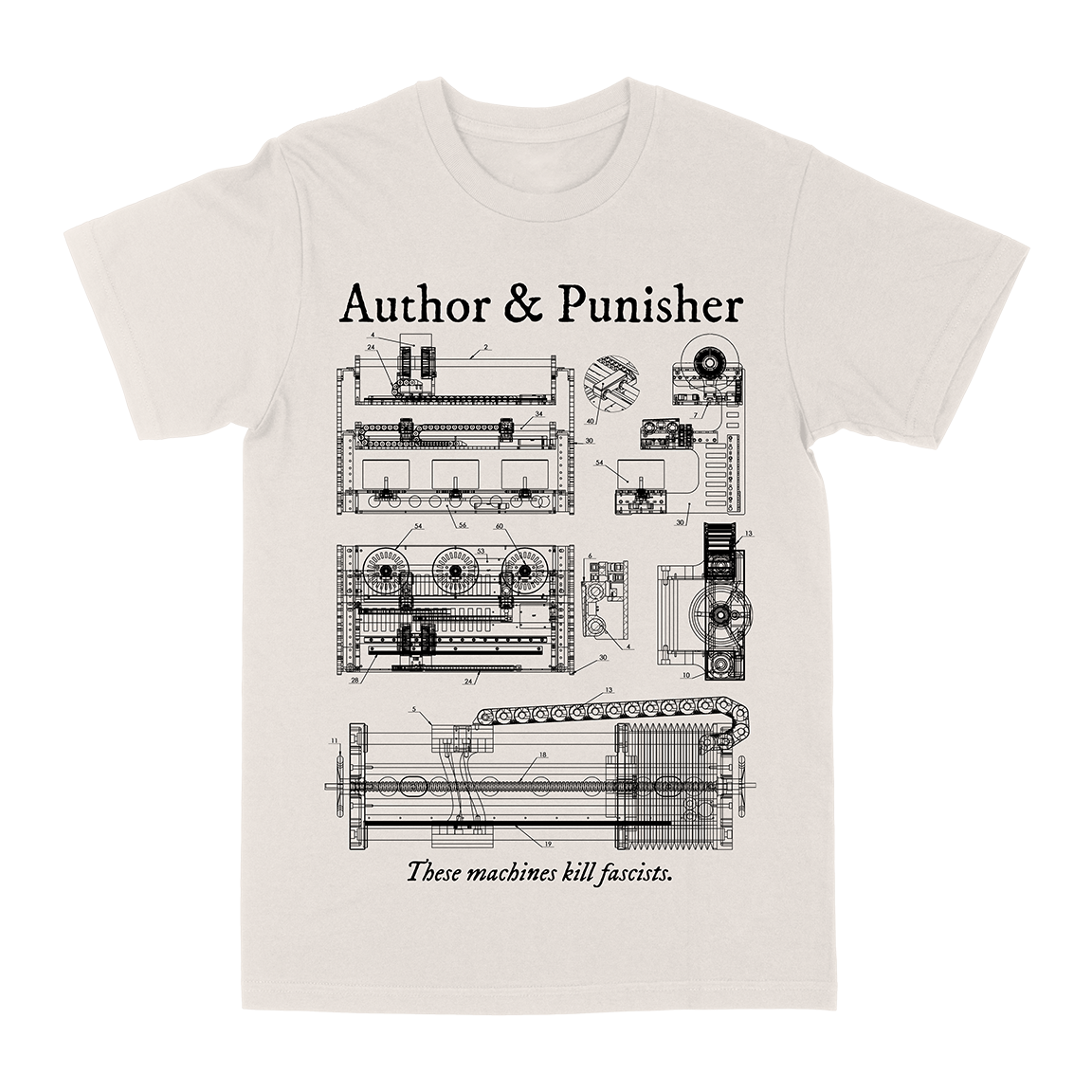Author &amp; Punisher &quot;These Machines Kill Fascists&quot; Vintage White T-Shirt