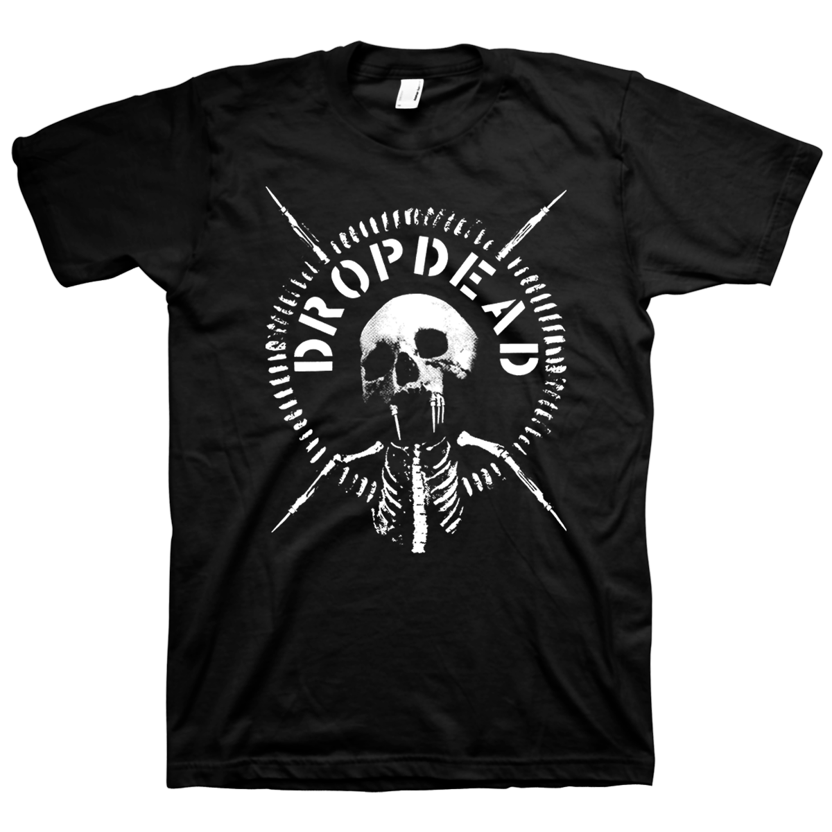 DROPDEAD &quot;War Skull White&quot; Black T-Shirt