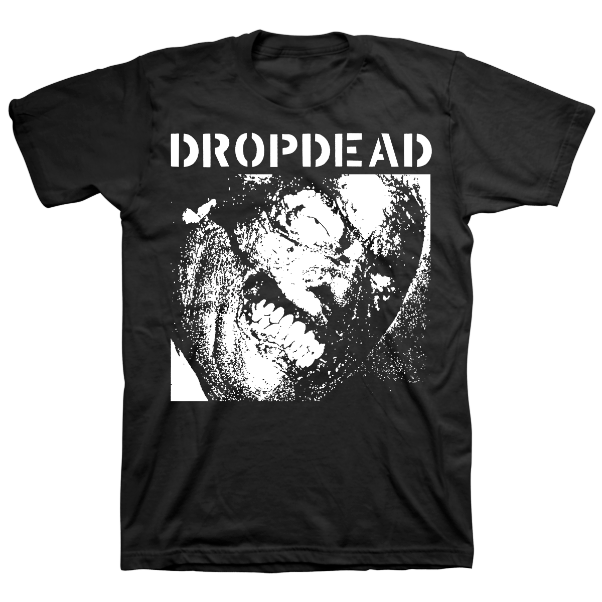 DROPDEAD &quot;Burnt Face: Front&quot; Black T-Shirt