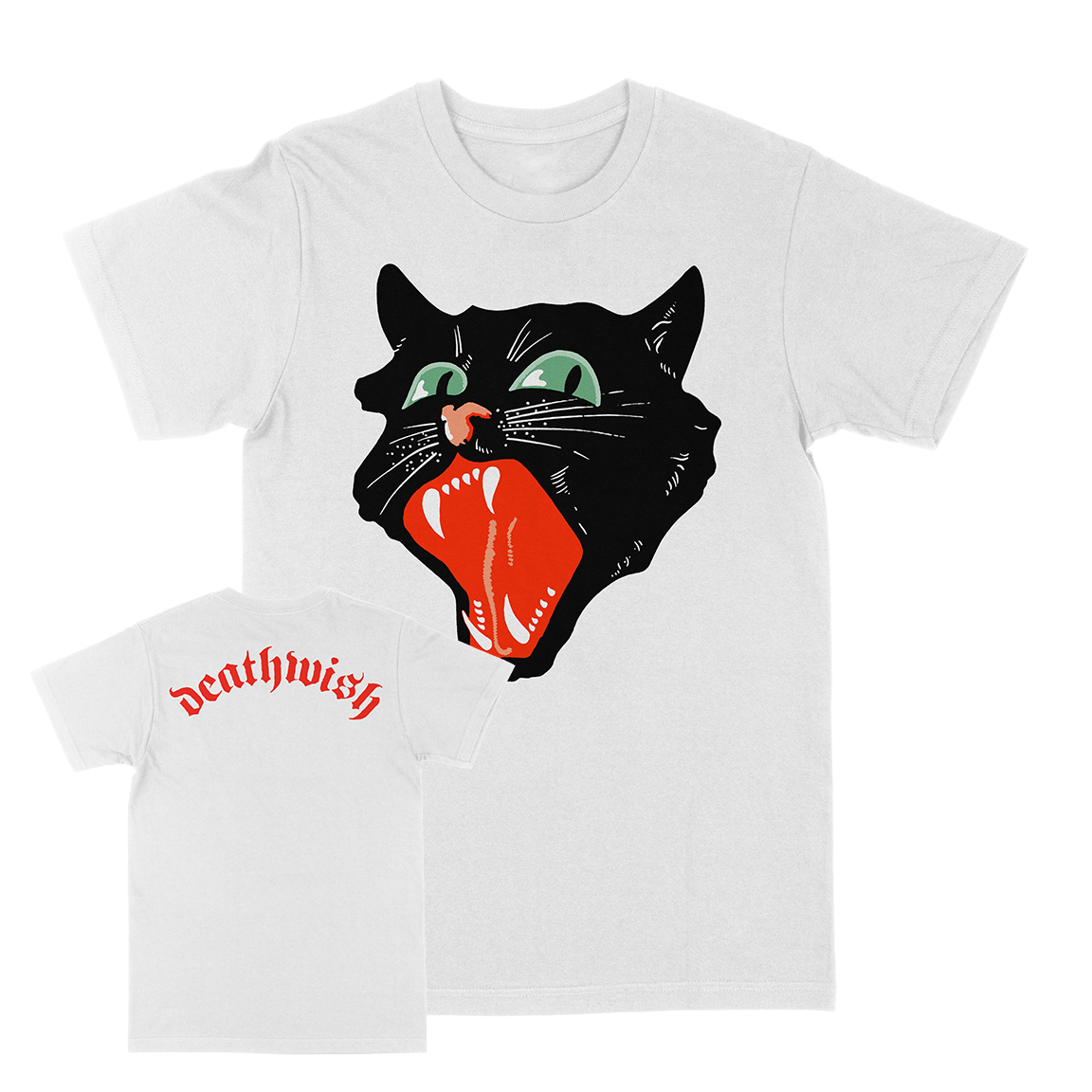 DEATHWISH &quot;Black Cat&quot; White T-Shirt