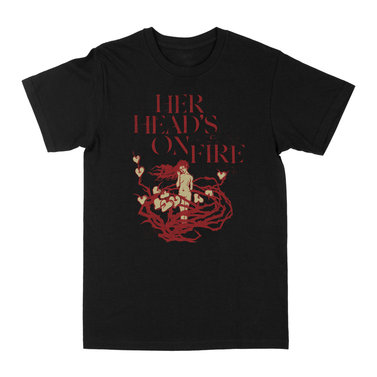HER HEAD&#39;S ON FIRE &quot;Pristine Heart&quot; Black T-Shirt