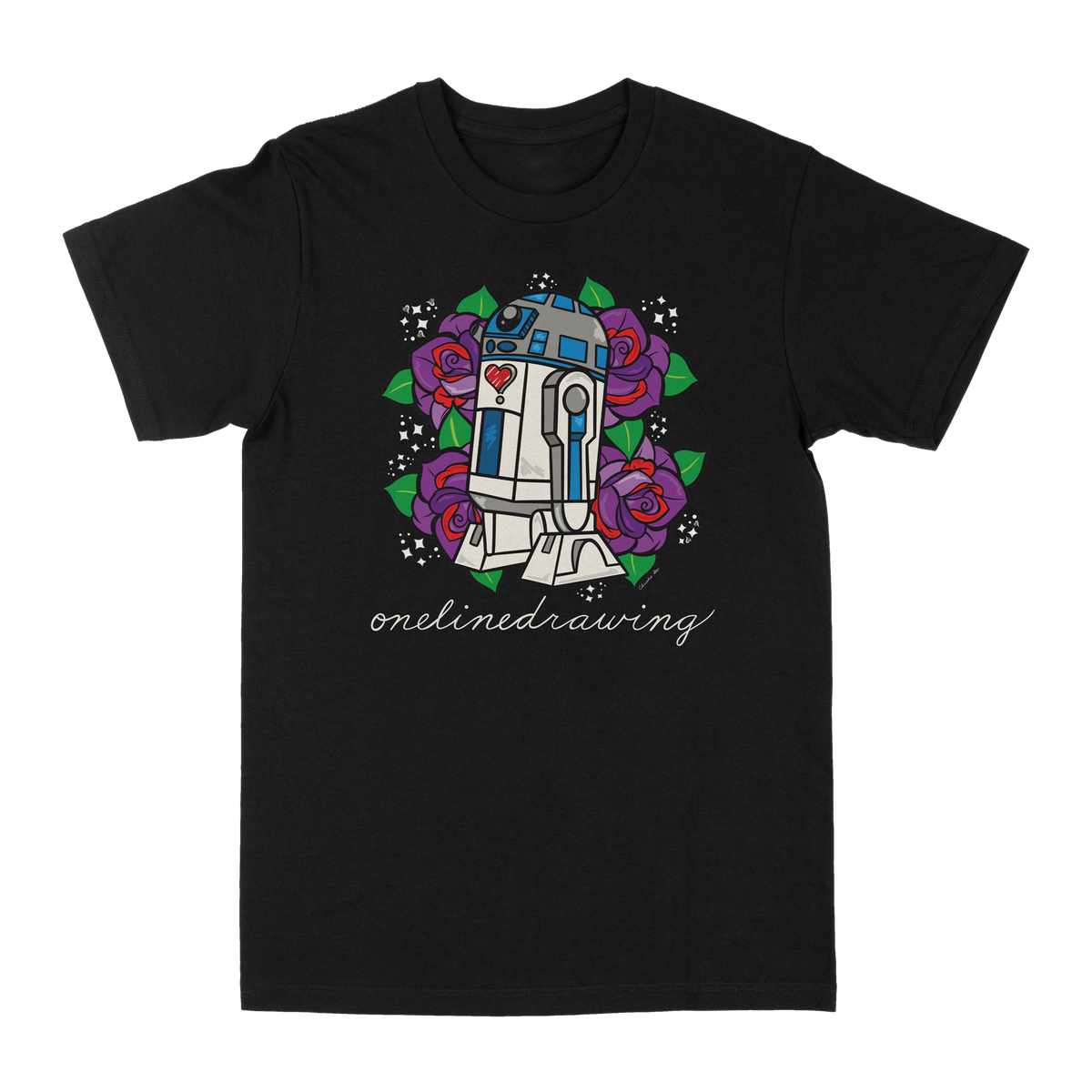 ONELINEDRAWING &quot;R2&quot; Black T-Shirt