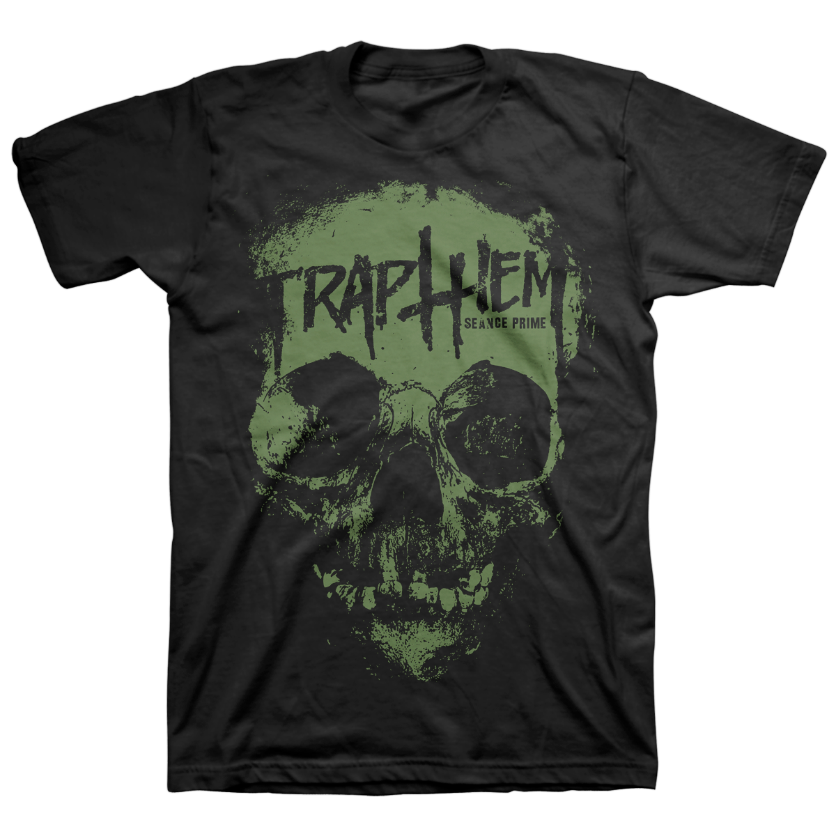 TRAP THEM &quot;Seance Prime: Green&quot; Black T-Shirt