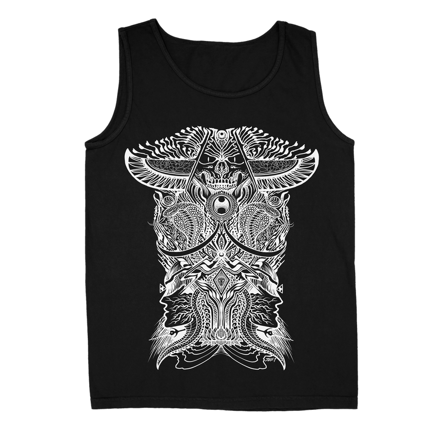 JONDIX &quot;Taramorph7: White&quot; Black Tank Top