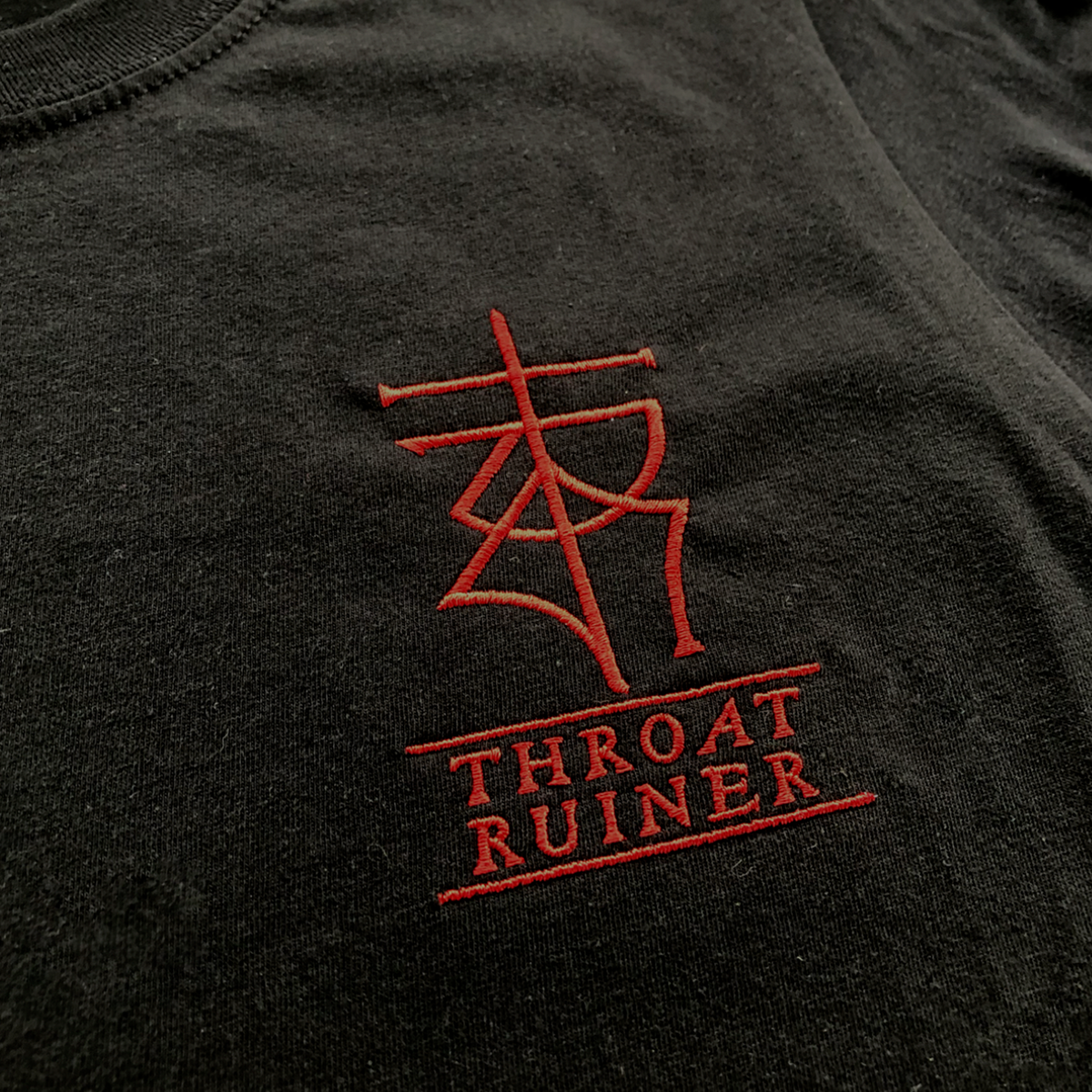 THROATRUINER &quot;Logo&quot; Embroidered Black T-Shirt