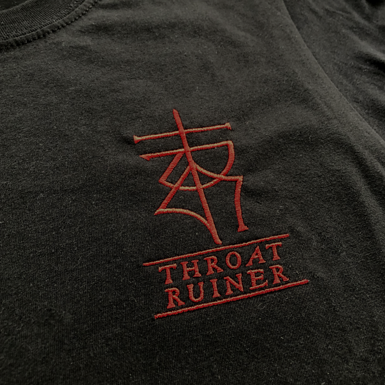 THROATRUINER "Logo" Embroidered Black T-Shirt