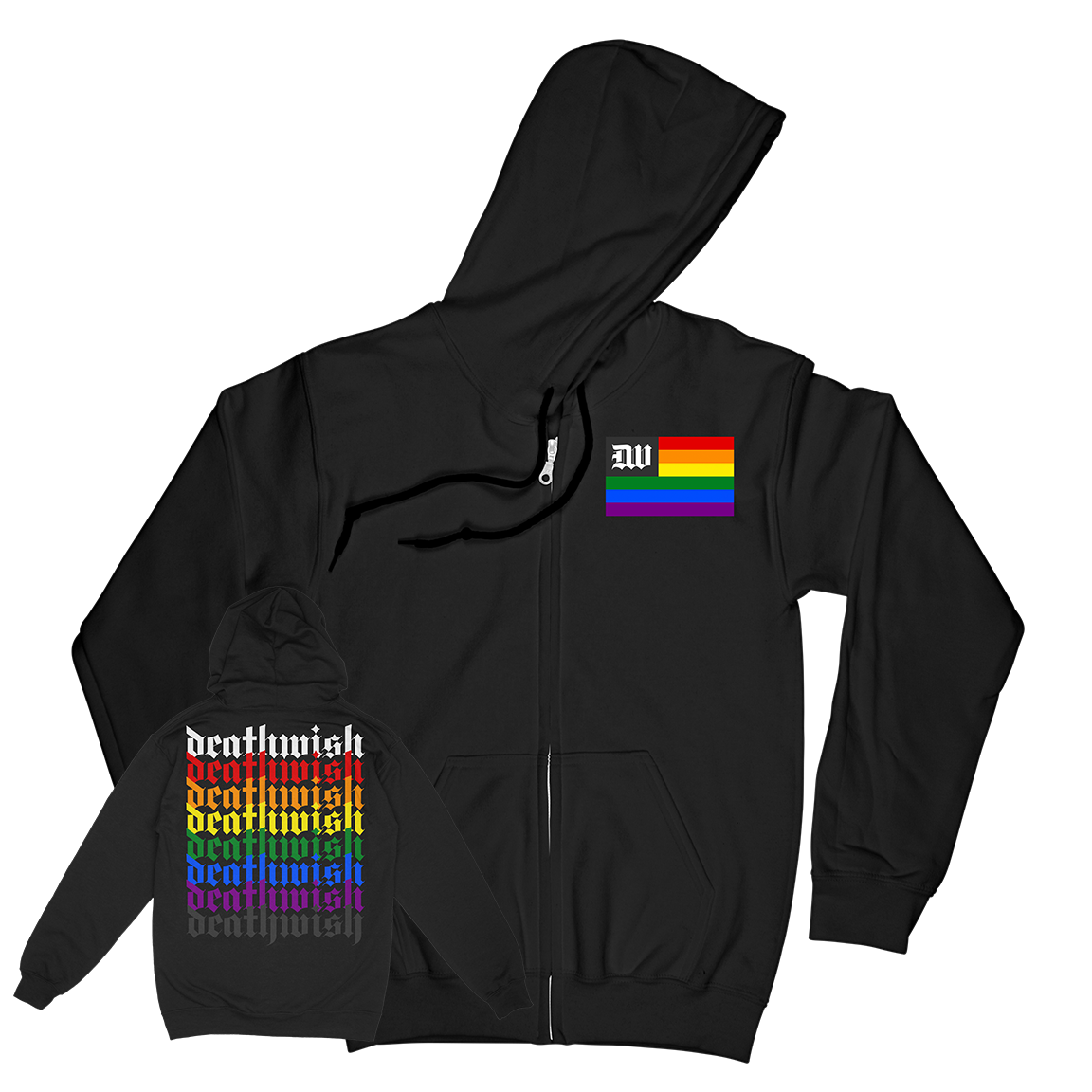 DEATHWISH &quot;Pride&quot; Black Zip-Up Hoodie