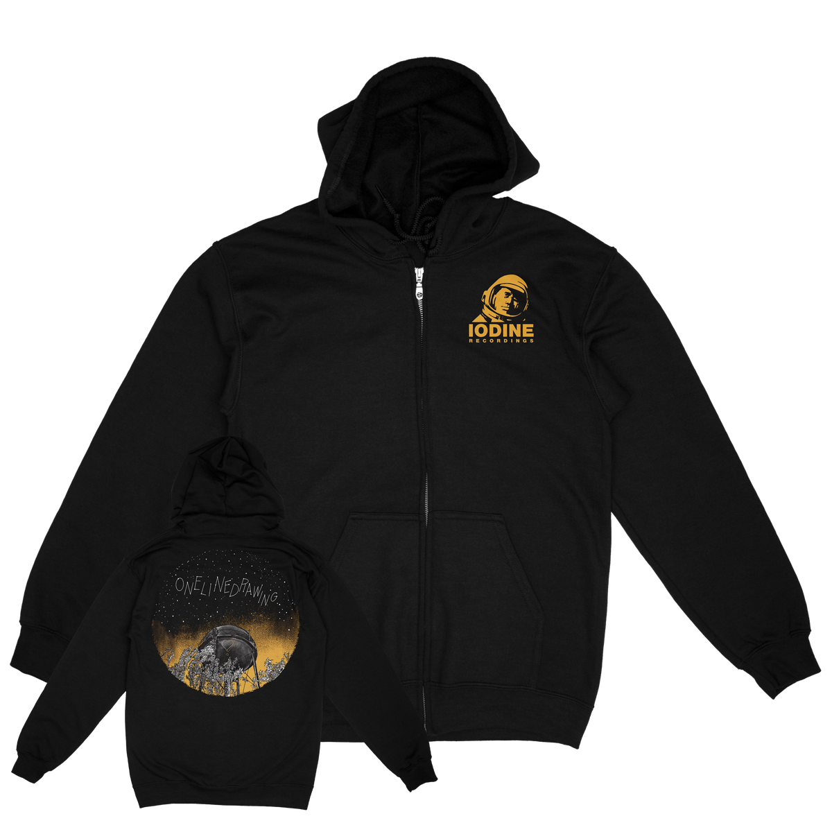 ONELINEDRAWING &quot;This Is Water&quot; Black Zip-Up Hoodie