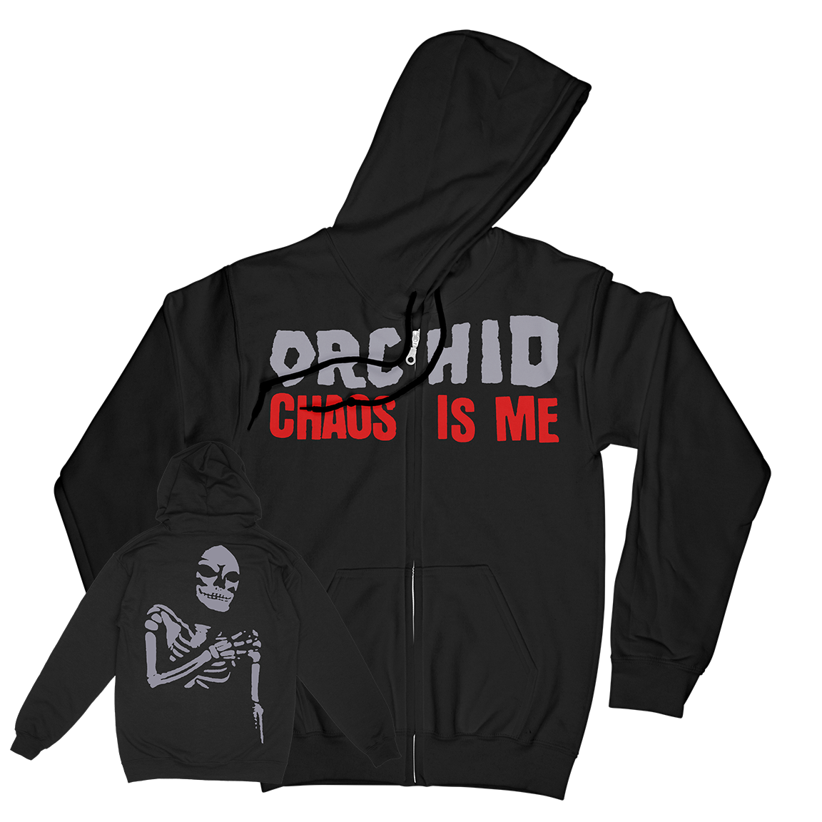 Orchid &quot;Chaos Is Me&quot; Black Zip-Up Hoodie