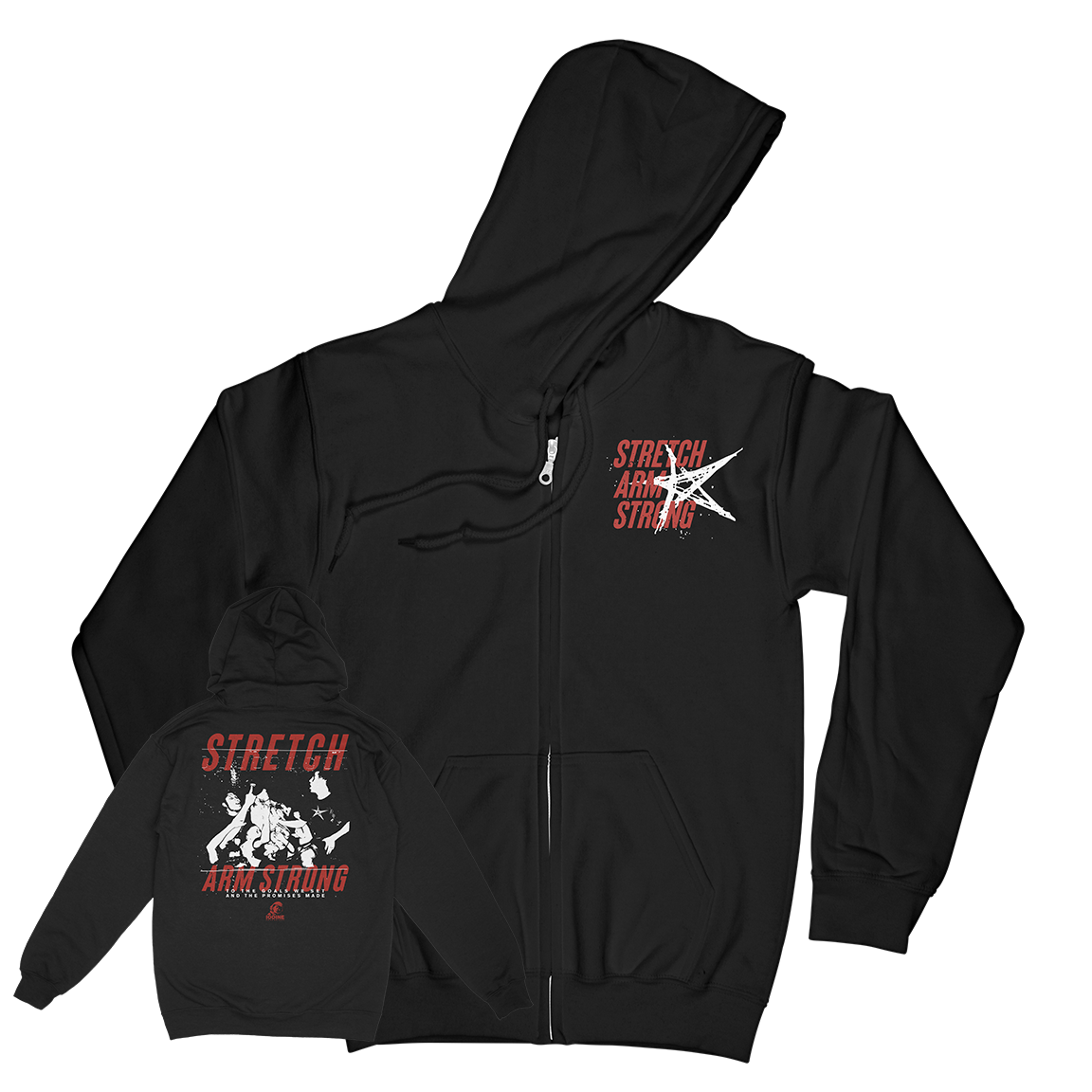 STRETCH ARM STRONG &quot;Promises&quot; Black Zip-Up Hoodie