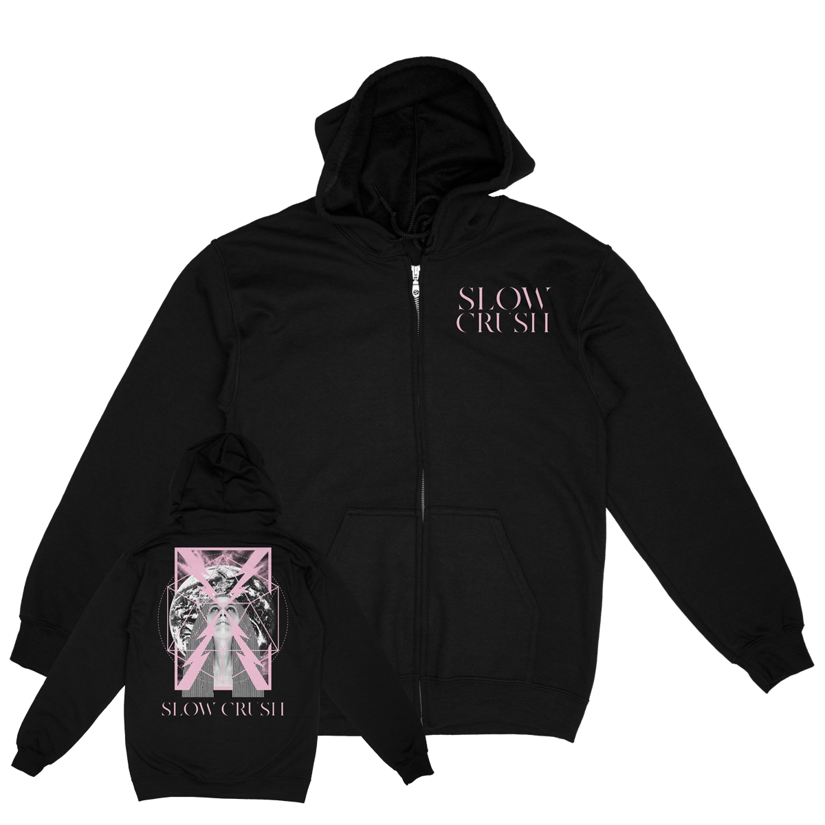 SLOW CRUSH &quot;Earth&quot; Black Zip-Up Hoodie