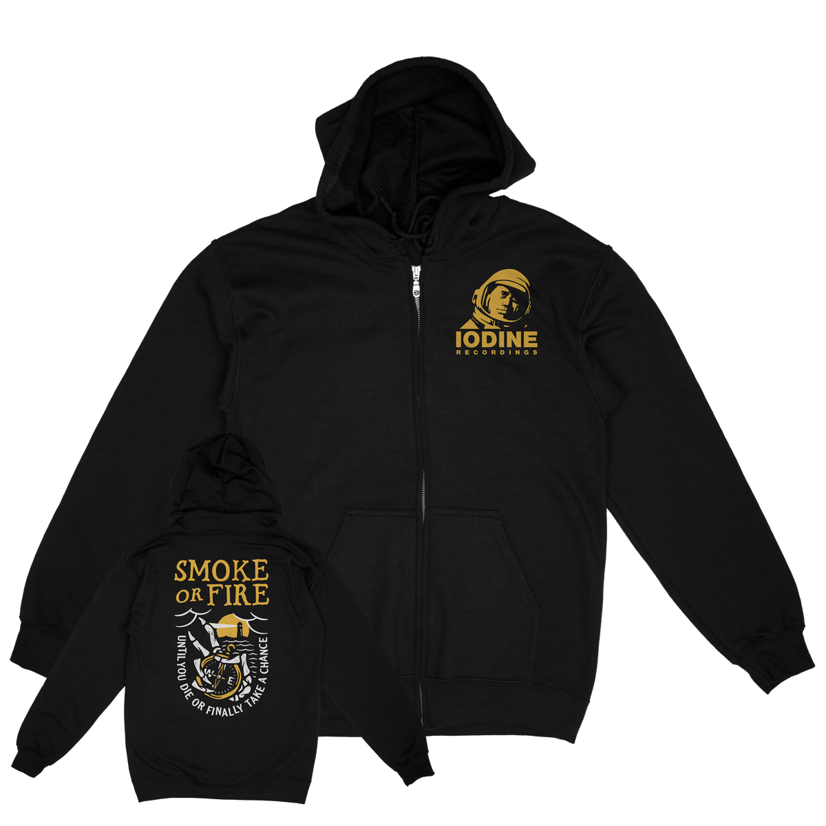 SMOKE OR FIRE &quot;Modesty&quot; Black Zip-Up Hoodie