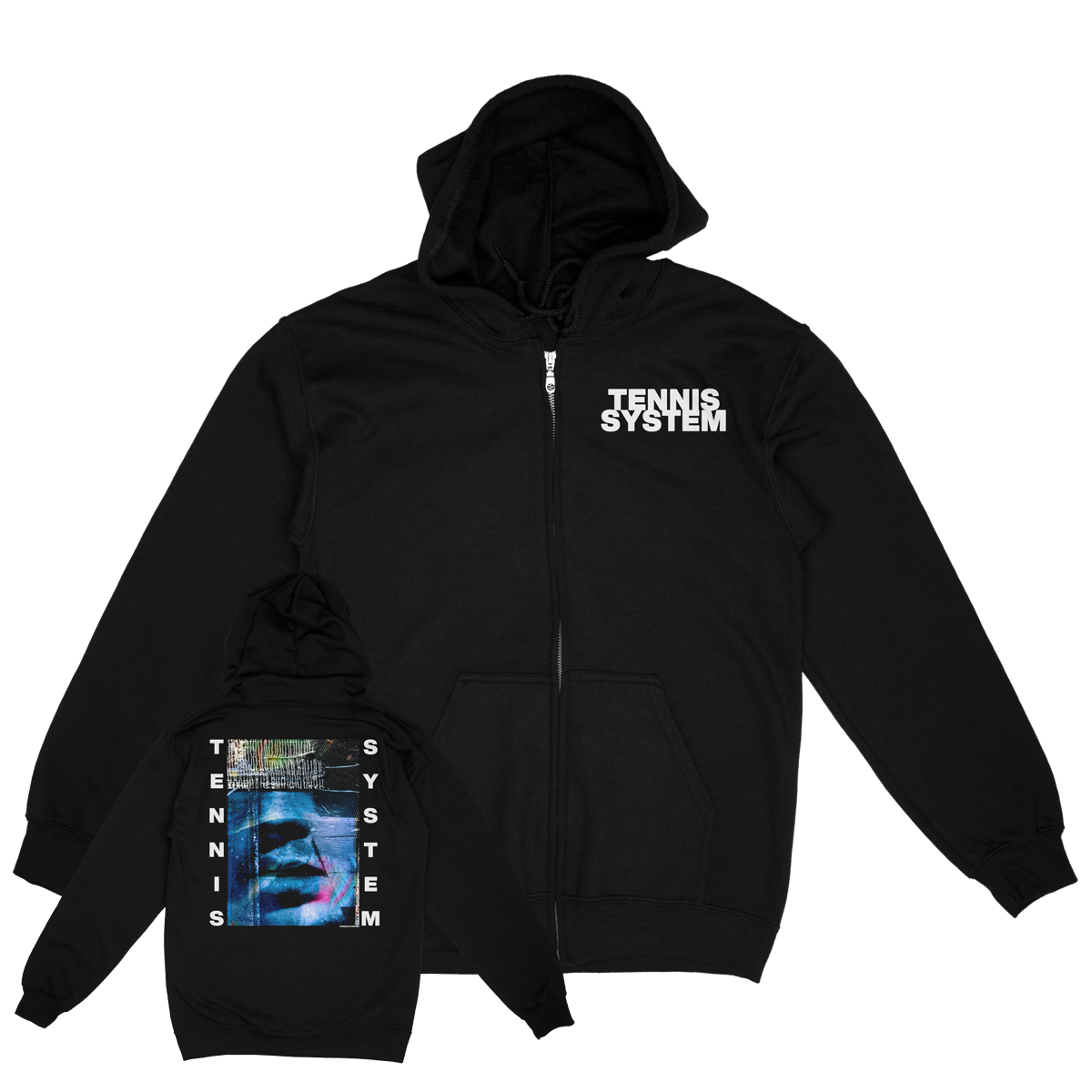 TENNIS SYSTEM &quot;Autophobia&quot; Black Zip-Up Hoodie
