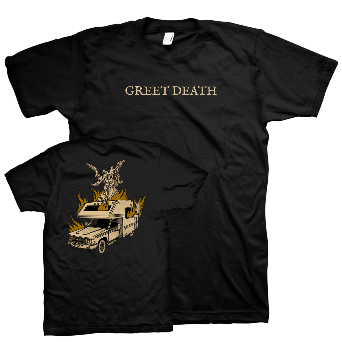 GREET DEATH &quot;Camper&quot; Black T-Shirt