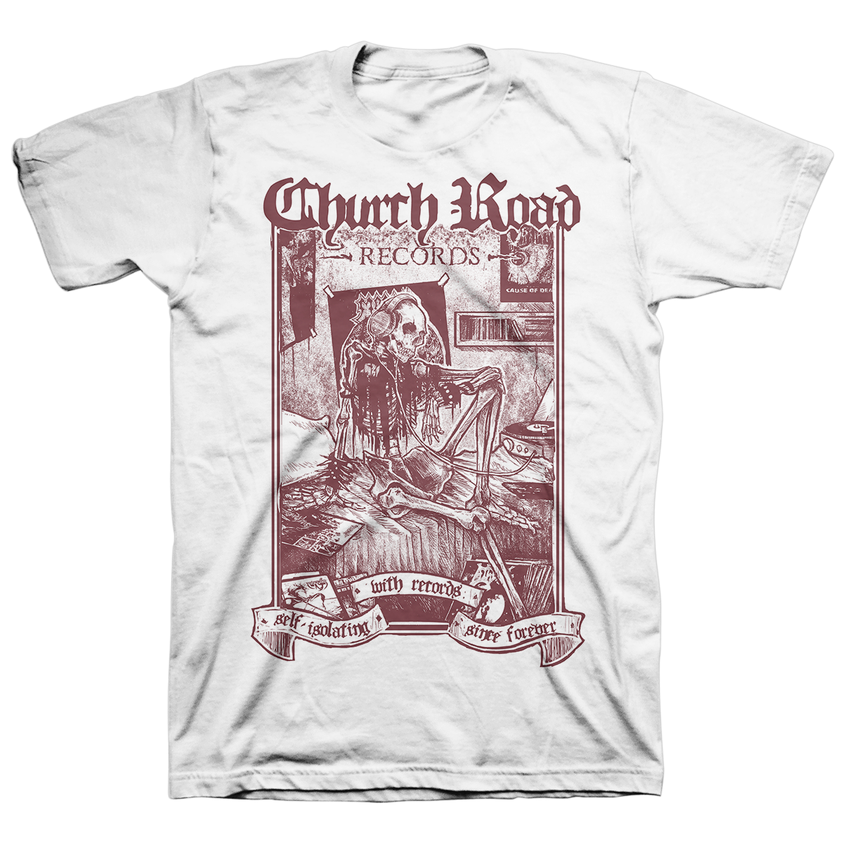 CHURCH ROAD &quot;Logo Burgundy&quot; White T-Shirt