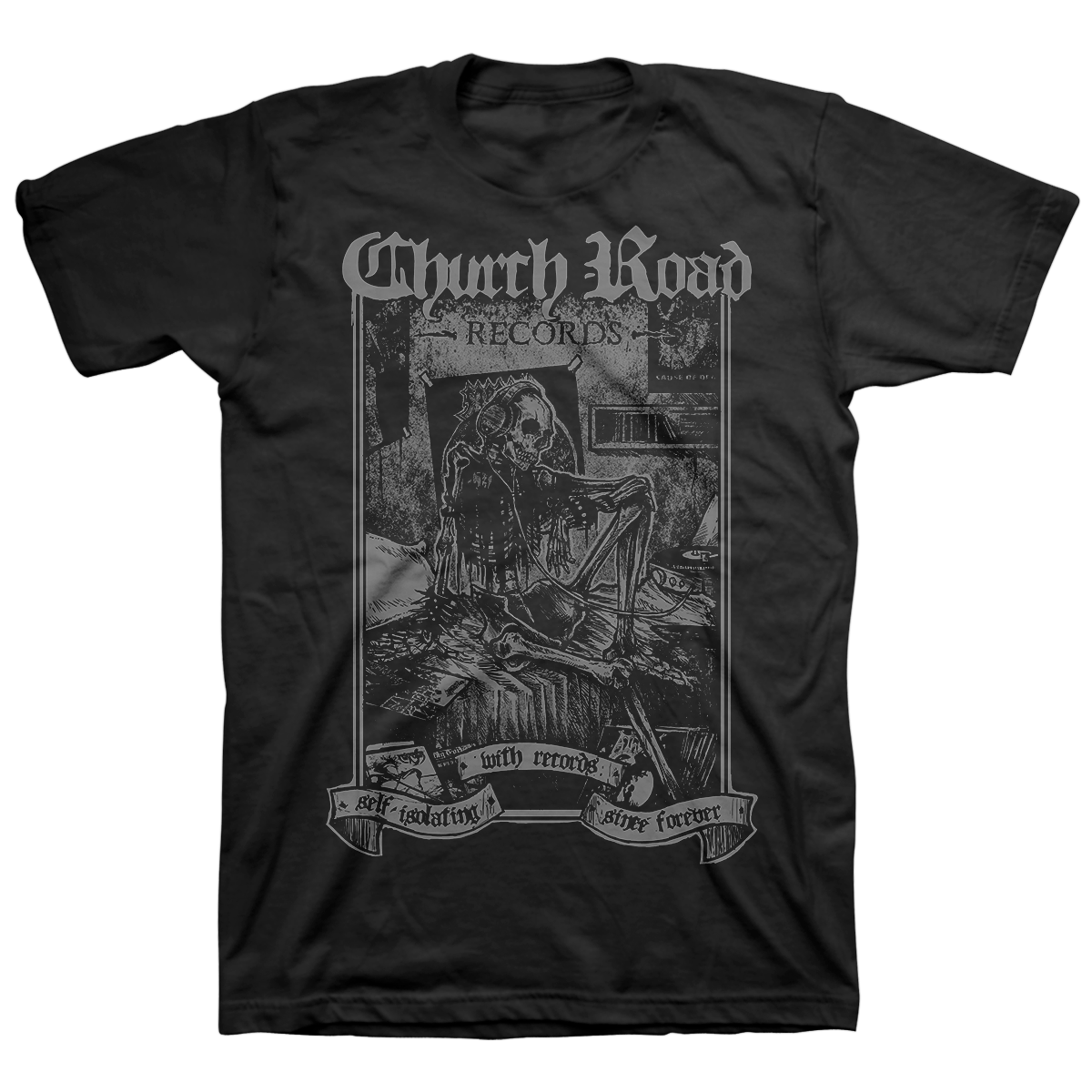 CHURCH ROAD &quot;Logo Grey&quot; Black T-Shirt