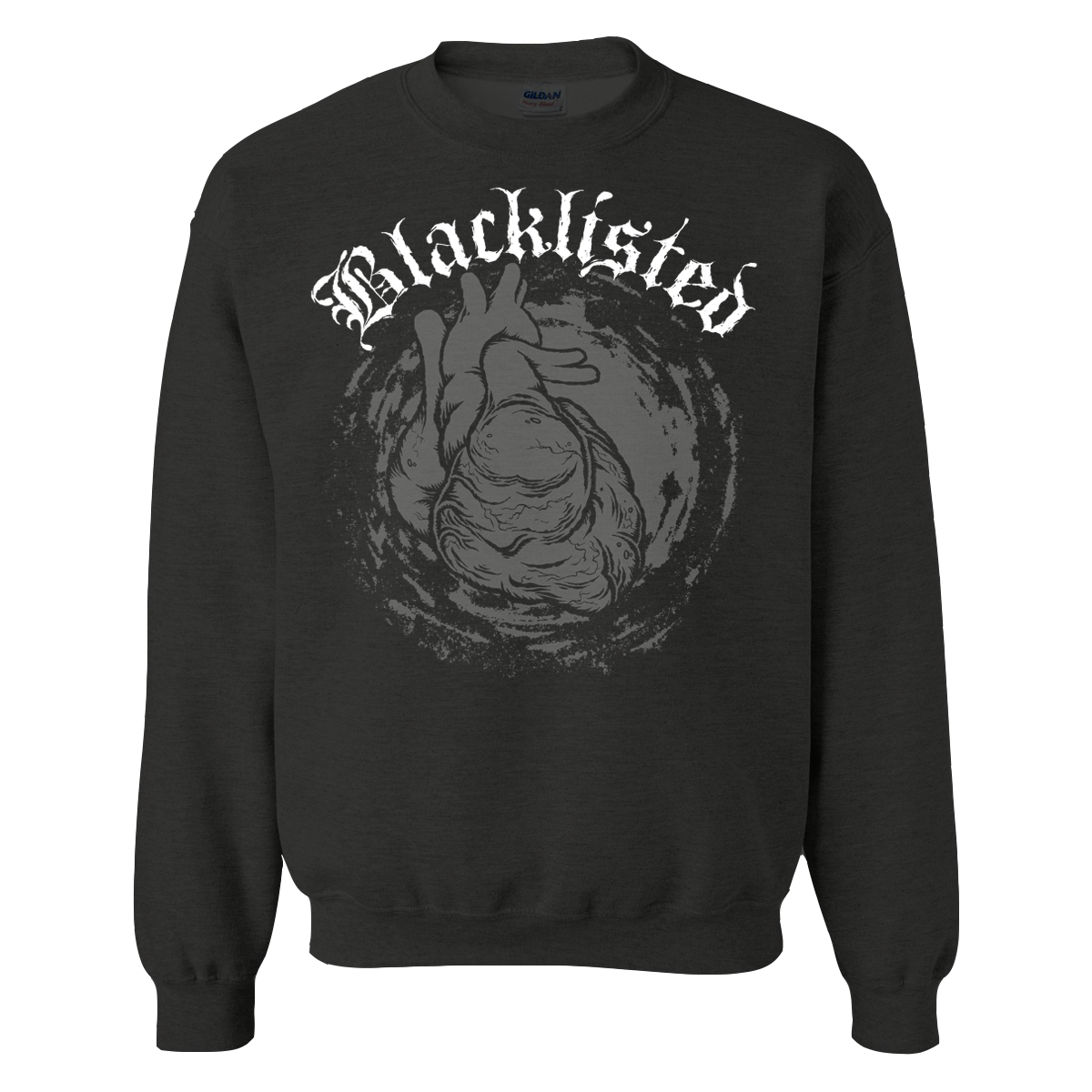 BLACKLISTED &quot;Heart&quot; Black Crewneck