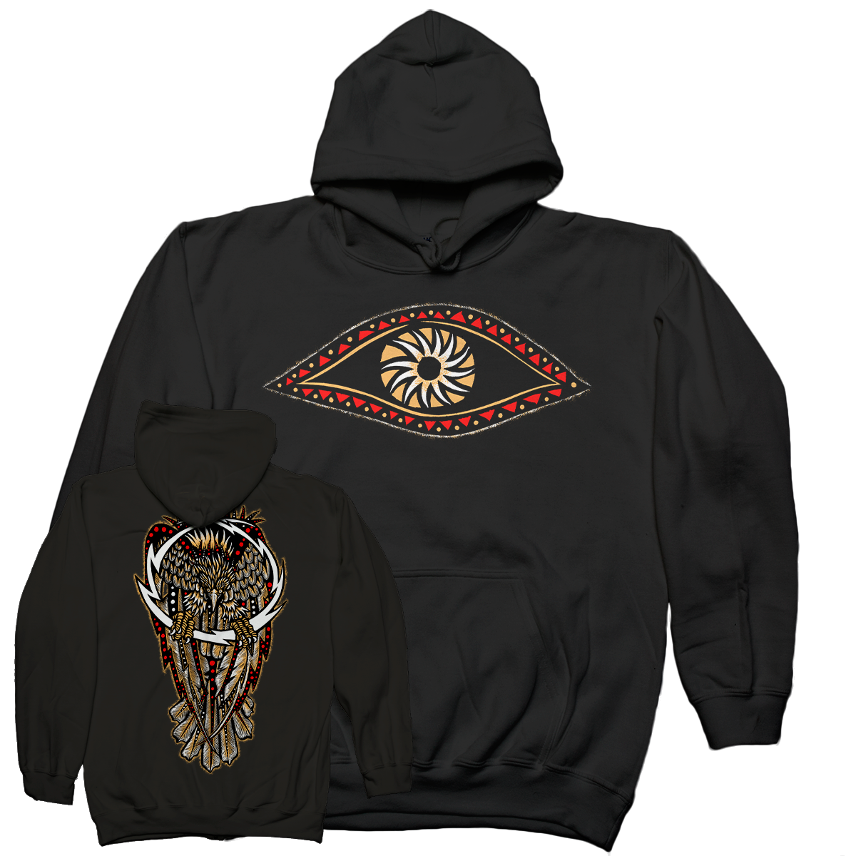 DENNIS MCNETT &quot;Thunder Eagle&quot; Black Hooded Sweatshirt