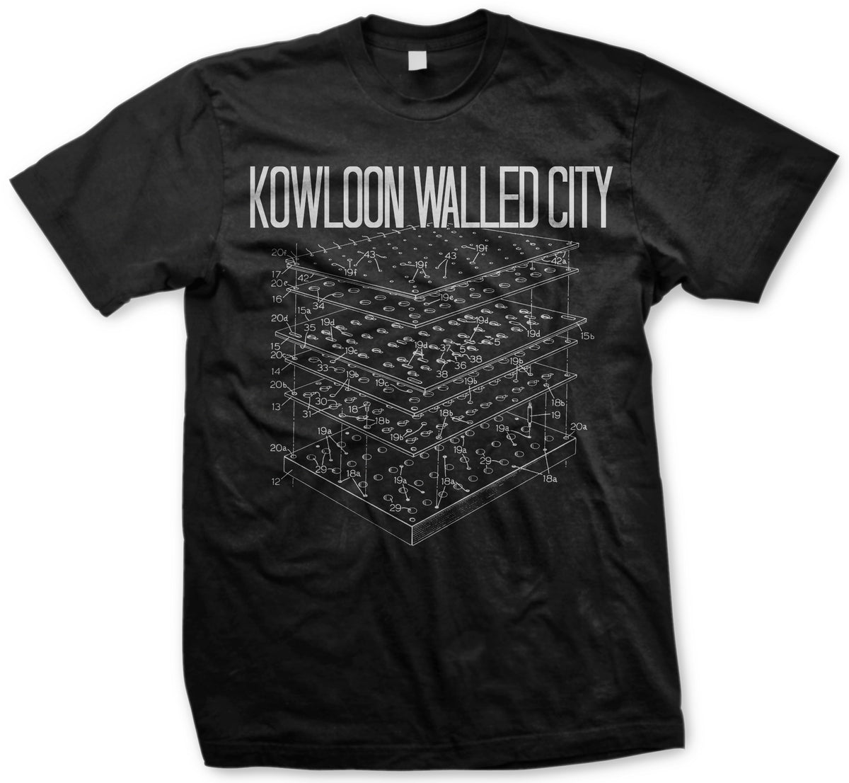 KOWLOON WALLED CITY &quot;Punchcard&quot; Black T-Shirt